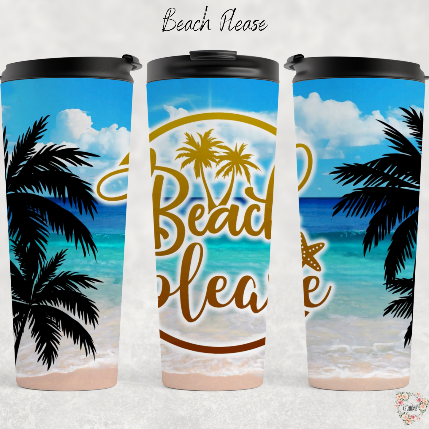 Beach Please Tumbler – A Sun-Kissed Paradise in Your Hand