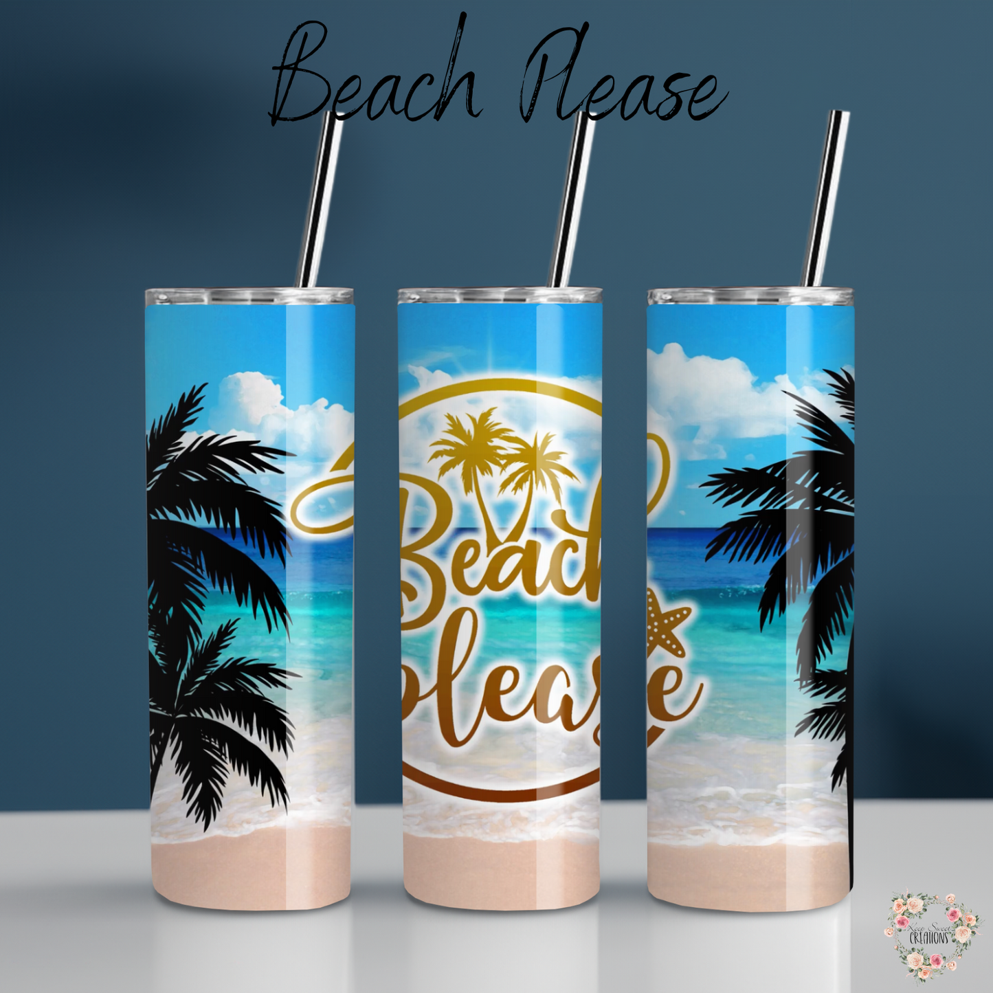 Beach Please Tumbler – A Sun-Kissed Paradise in Your Hand