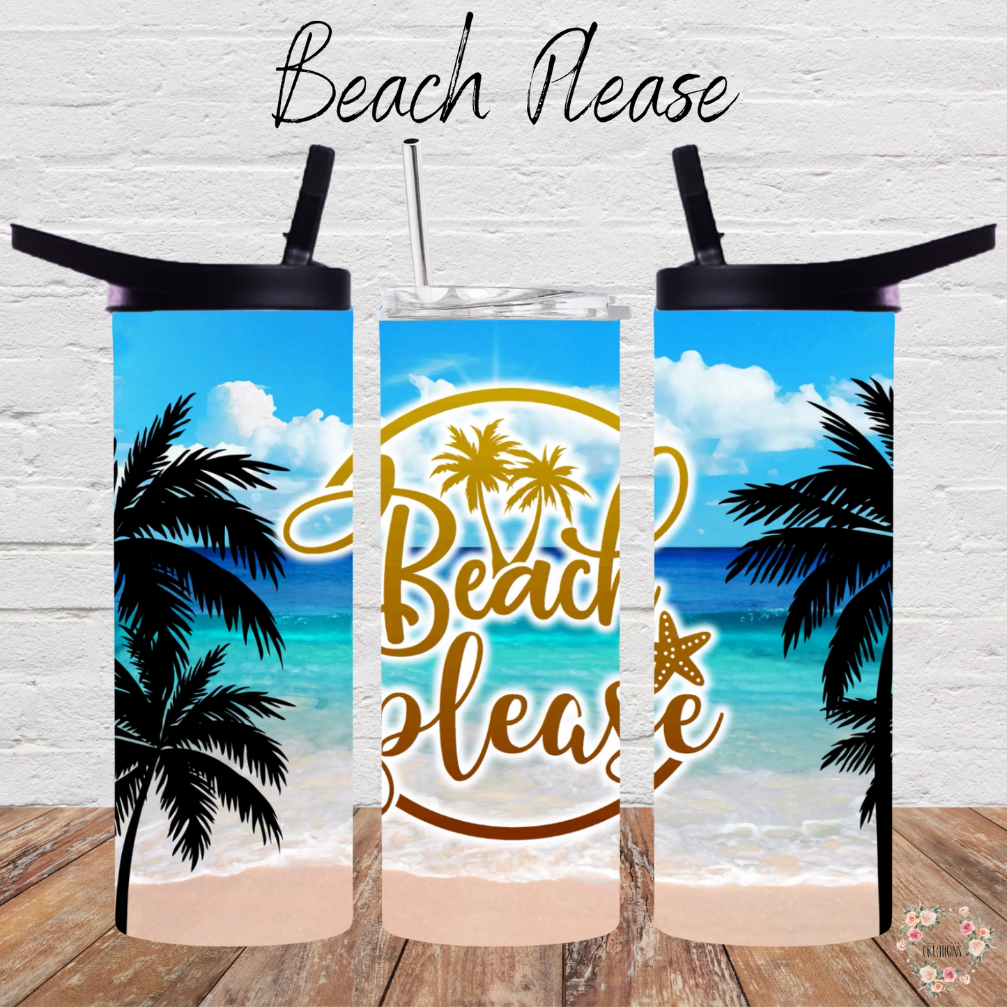 Beach Please Tumbler – A Sun-Kissed Paradise in Your Hand