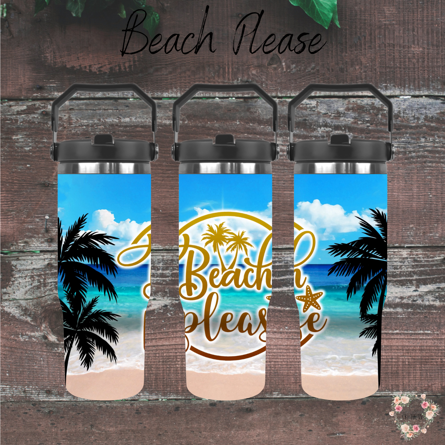 Beach Please Tumbler – A Sun-Kissed Paradise in Your Hand