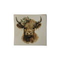Beige Floral Cow DTF - Decal