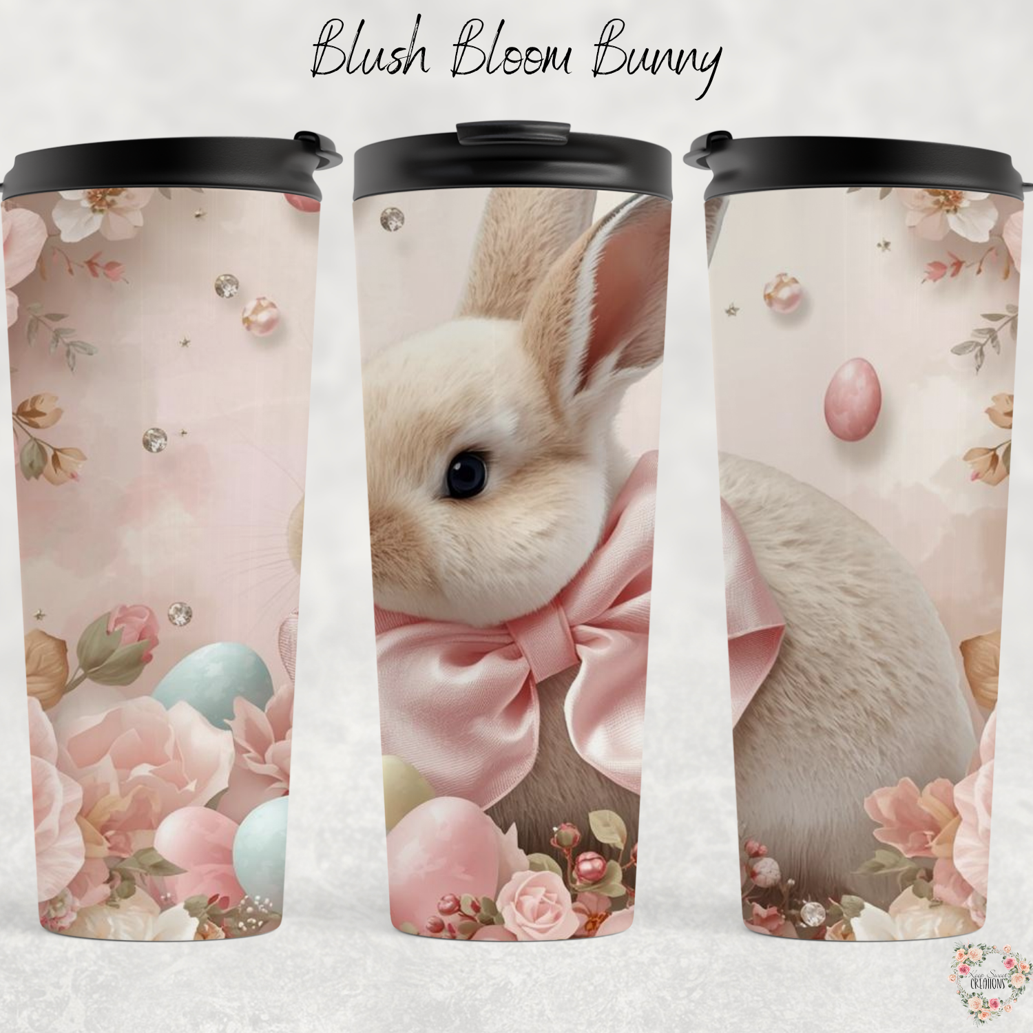 Blush Bloom Bunny Tumbler | Floral Easter Bunny Spring Cup (11–32 oz)