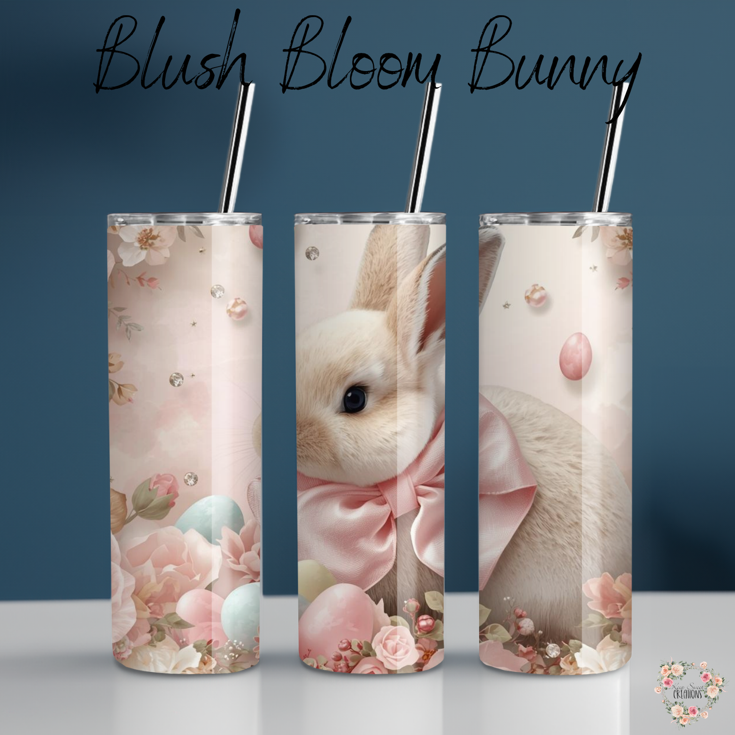 Blush Bloom Bunny Tumbler | Floral Easter Bunny Spring Cup (11–32 oz)