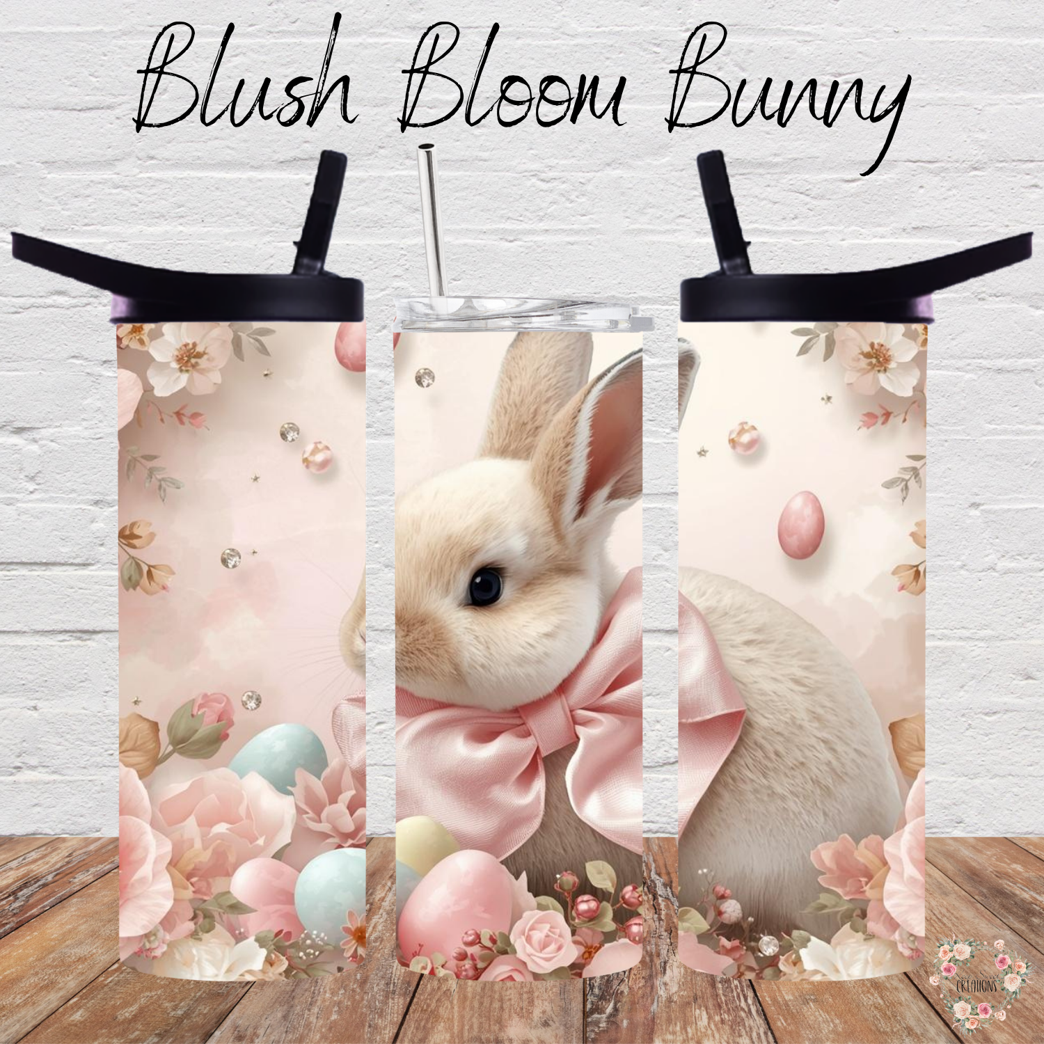 Blush Bloom Bunny Tumbler | Floral Easter Bunny Spring Cup (11–32 oz)