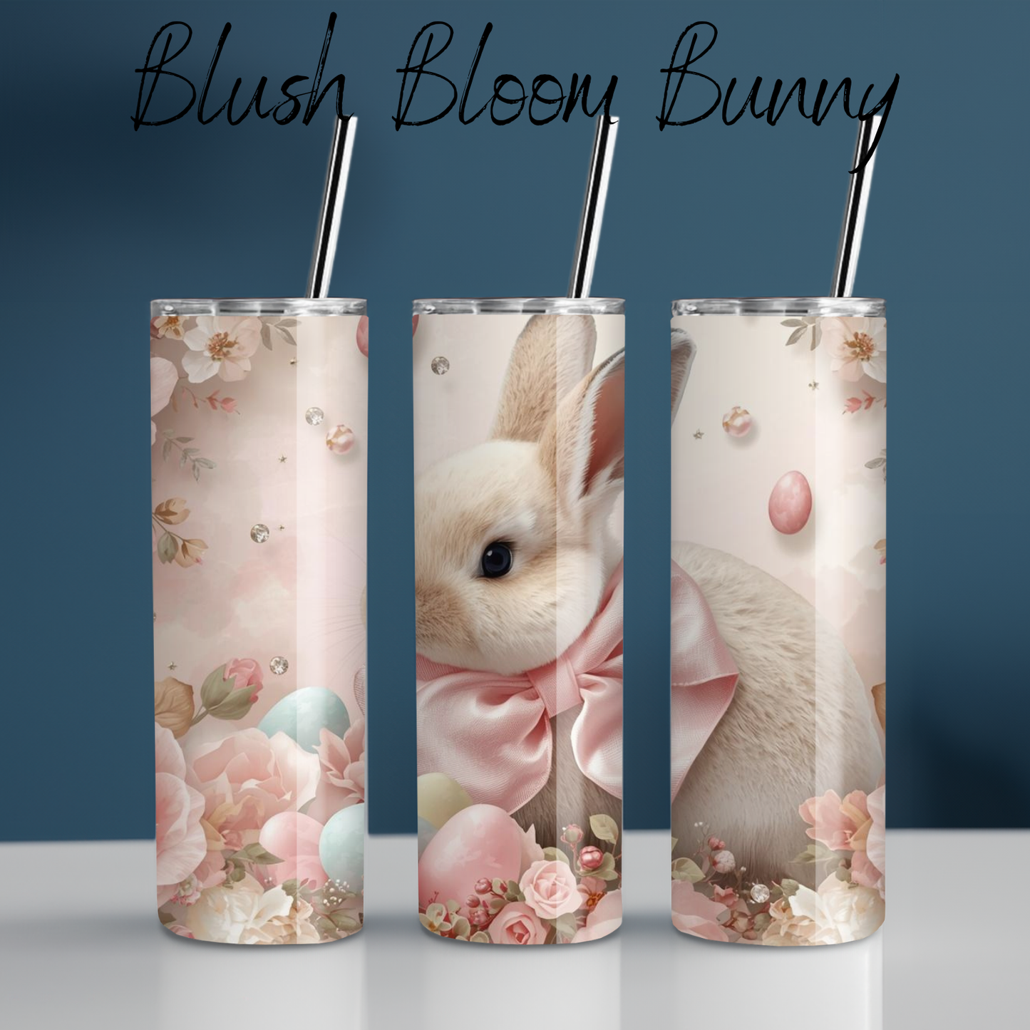 Blush Bloom Bunny Tumbler | Floral Easter Bunny Spring Cup (11–32 oz)