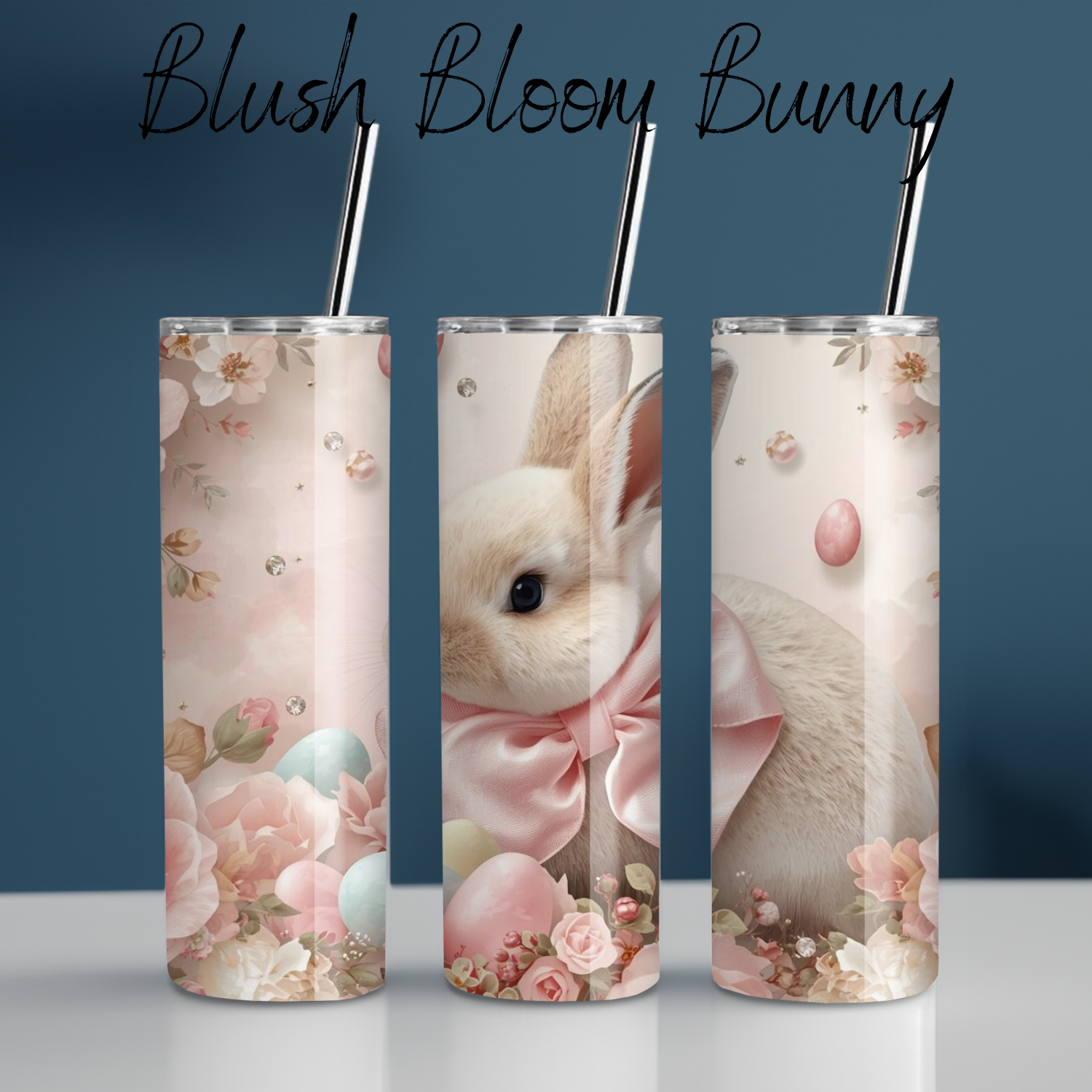 Blush Bloom Bunny Tumbler | Floral Easter Bunny Spring Cup (11–32 oz)