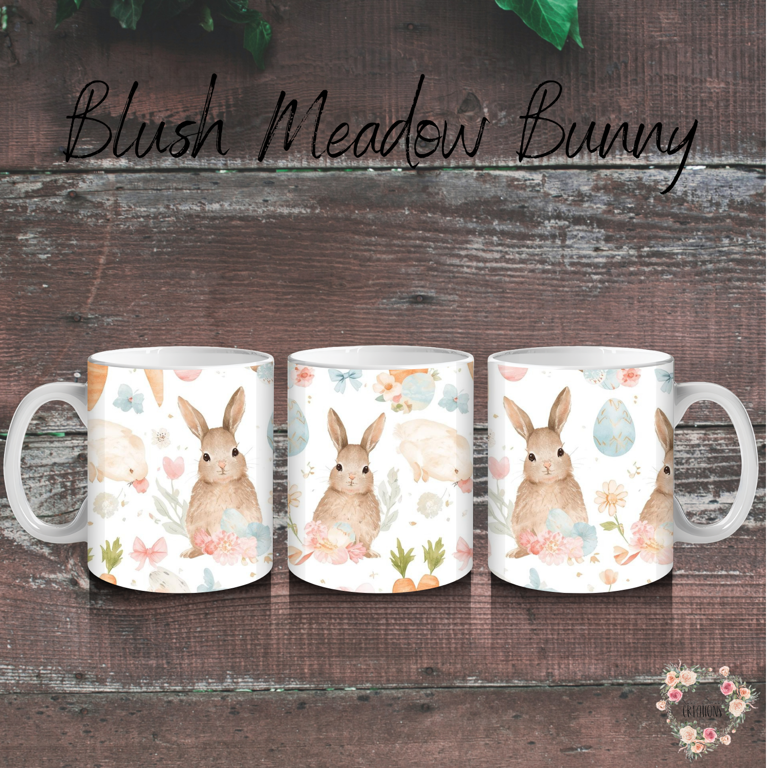Blush Meadow Spring Floral Drinkware - Easter Bunny Tumbler | 11 oz Mug to 32 oz Tumbler