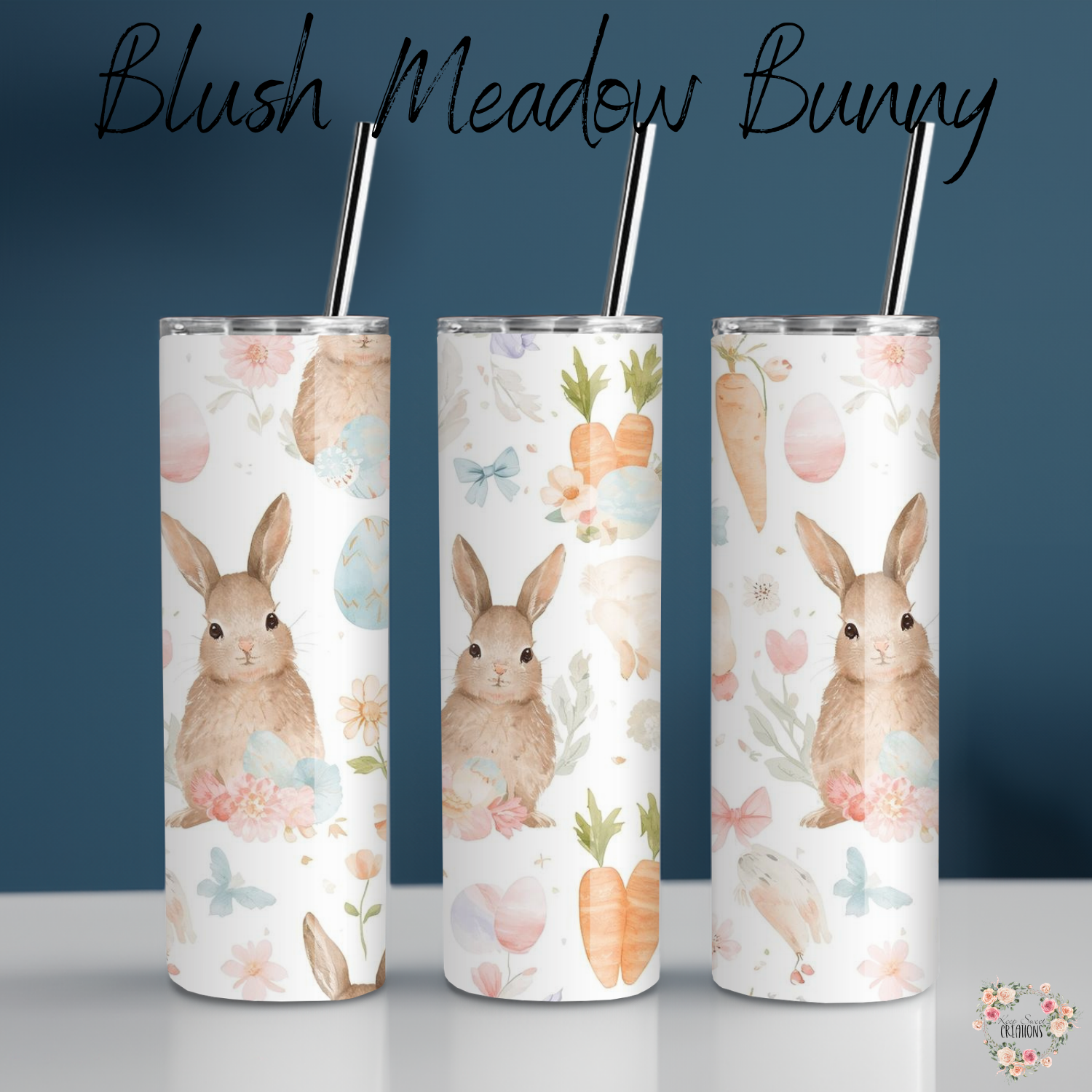 Blush Meadow Spring Floral Drinkware - Easter Bunny Tumbler | 11 oz Mug to 32 oz Tumbler