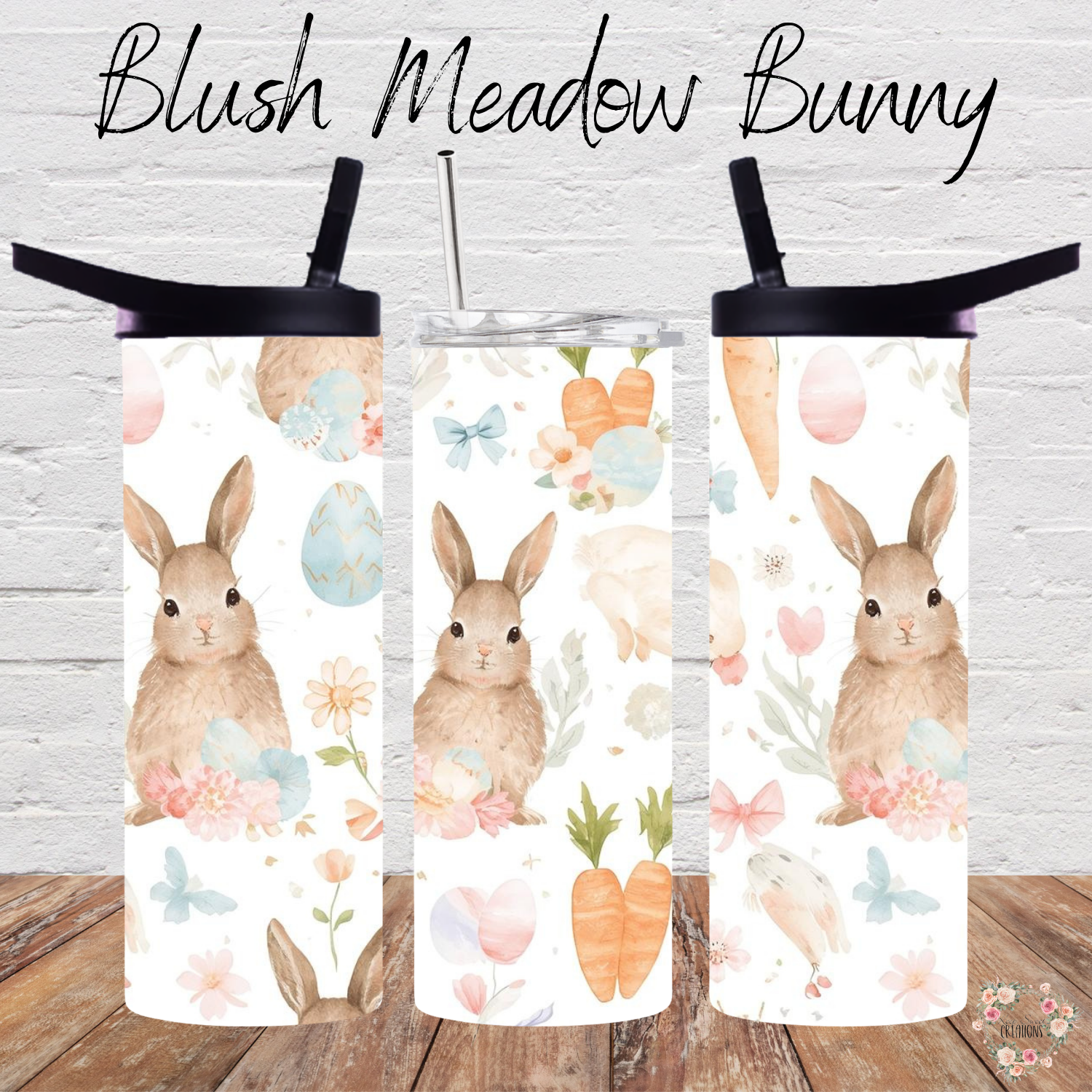 Blush Meadow Spring Floral Drinkware - Easter Bunny Tumbler | 11 oz Mug to 32 oz Tumbler