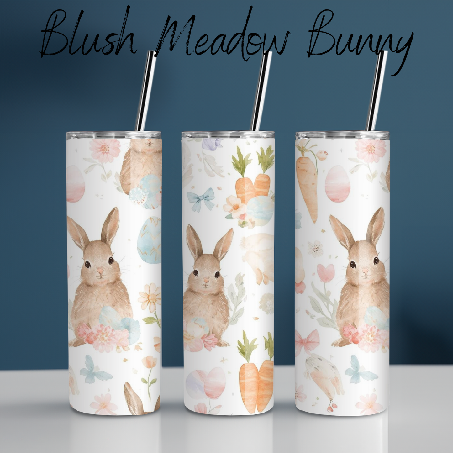 Easter Bunny Tumbler – Blush Meadow Spring Floral Drinkware | 11 oz Mug to 32 oz Tumbler