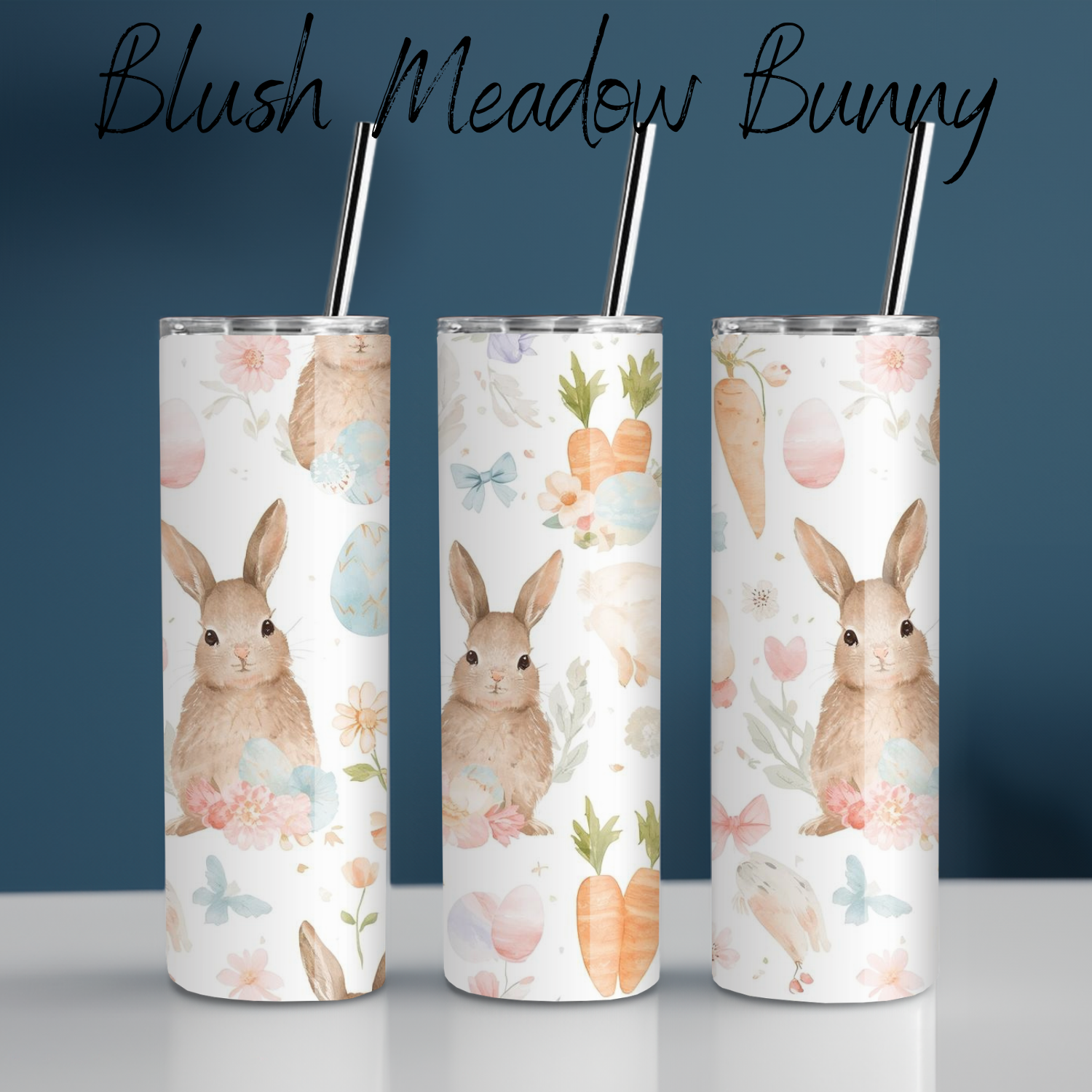 Blush Meadow Spring Floral Drinkware - Easter Bunny Tumbler | 11 oz Mug to 32 oz Tumbler