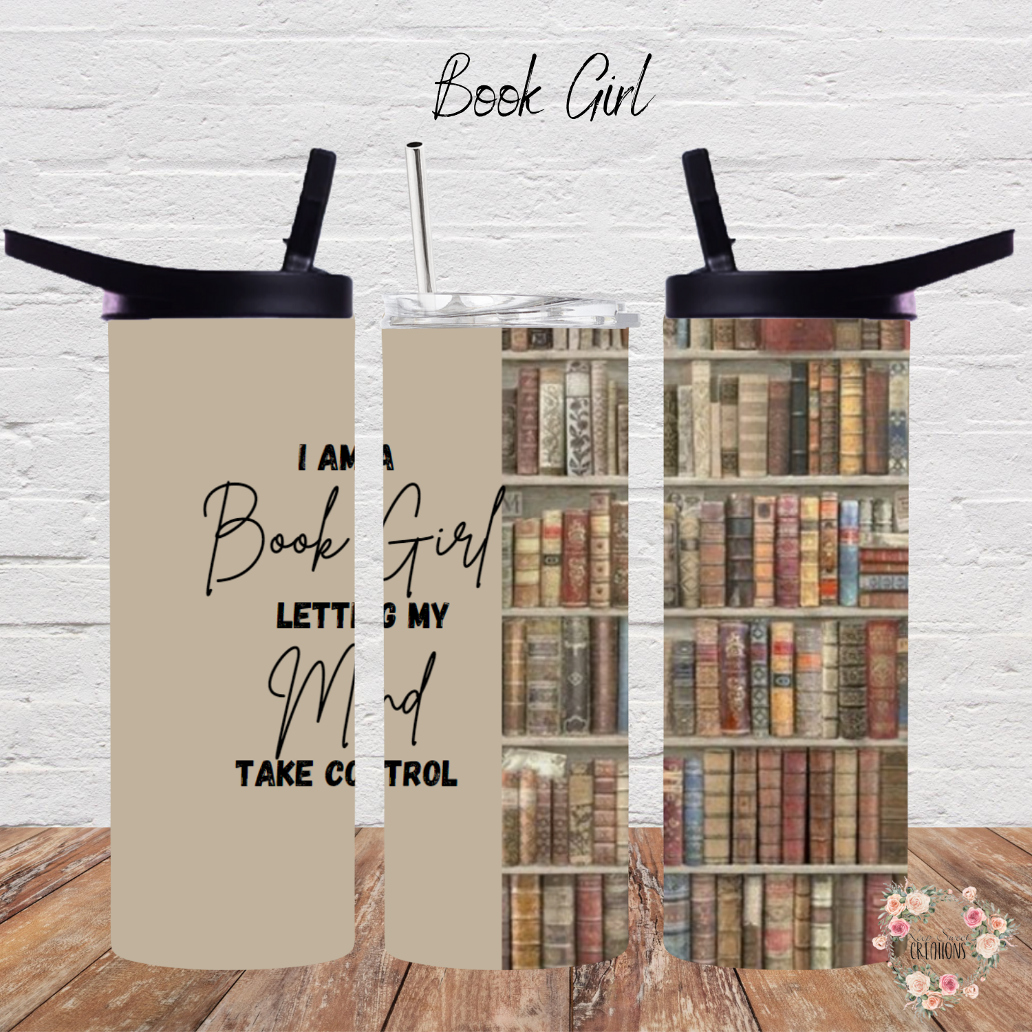 Book Girl Tumbler – Vintage Bookshelf Literary Gift