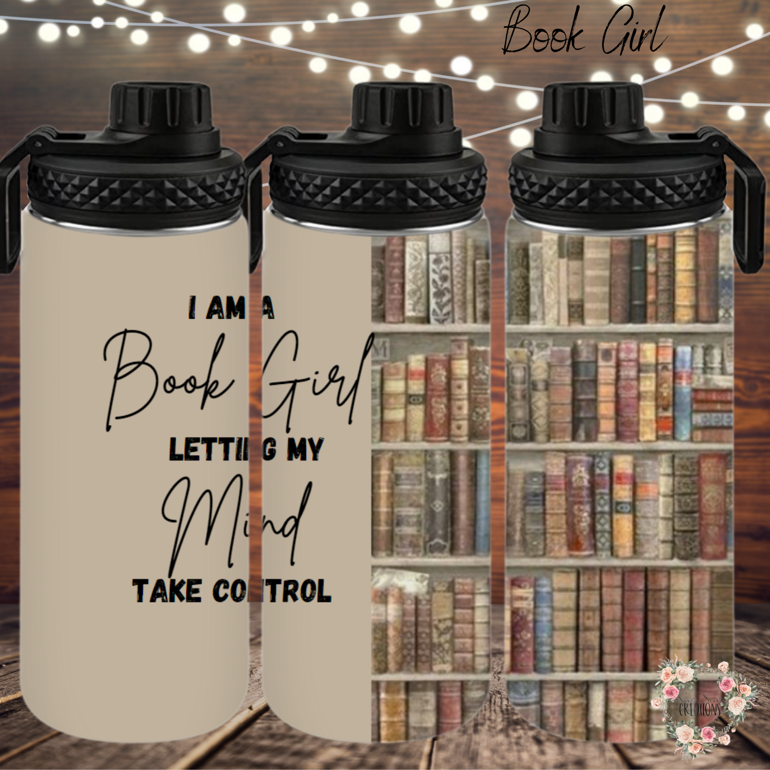 Book Girl Tumbler – Vintage Bookshelf Literary Gift