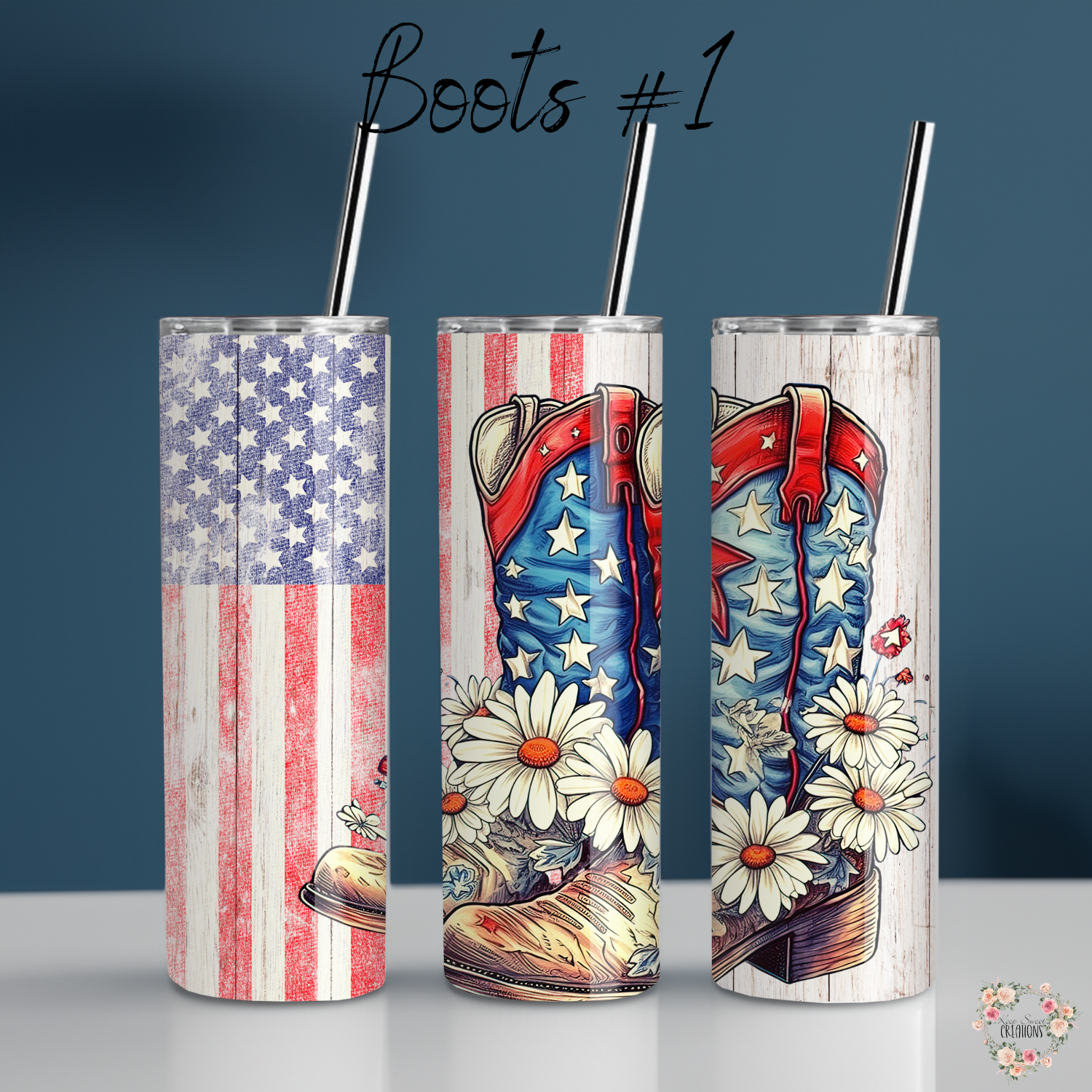 Patriotic Cowboy Boot Tumbler – American Flag Western Design (Cowboy Boots #1)