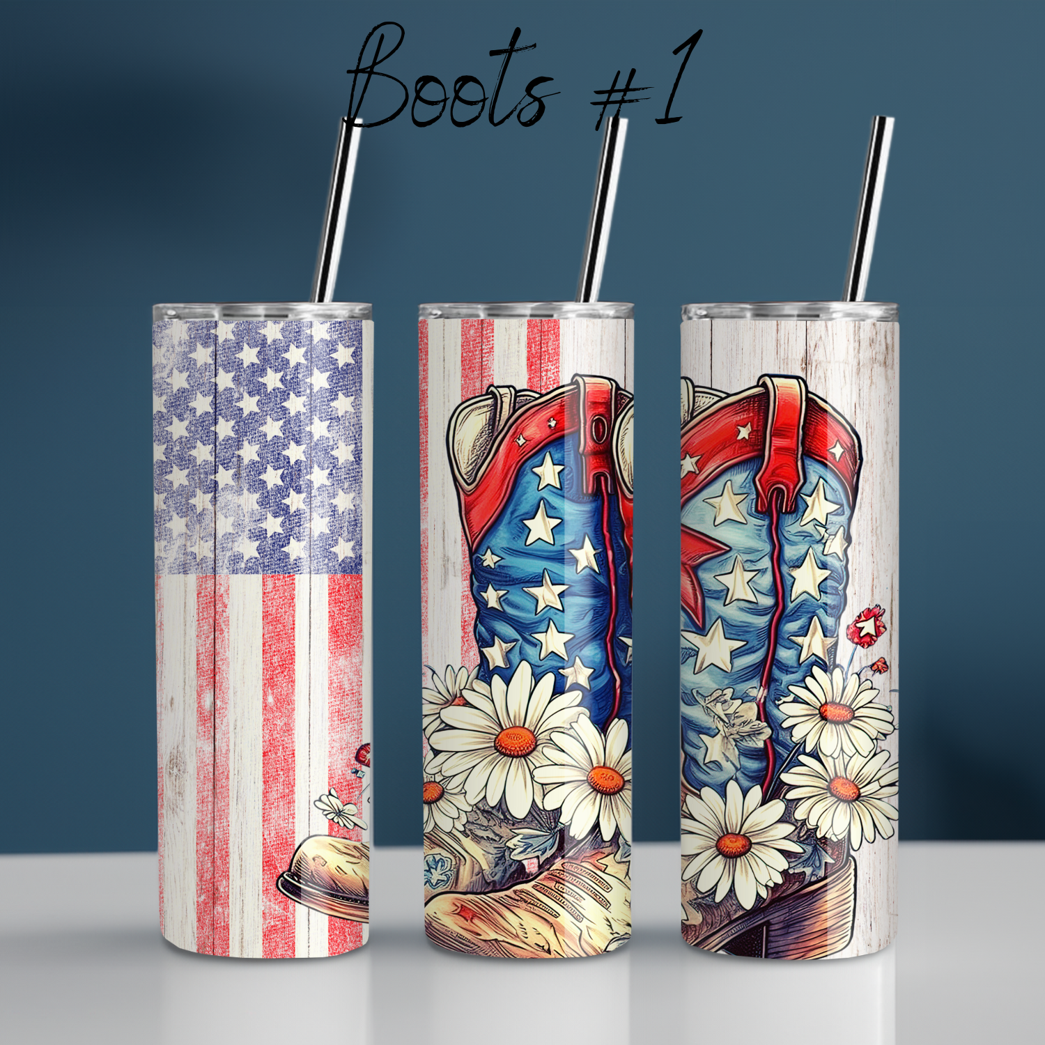 Patriotic Cowboy Boot Tumbler – American Flag Western Design (Cowboy Boots #1)