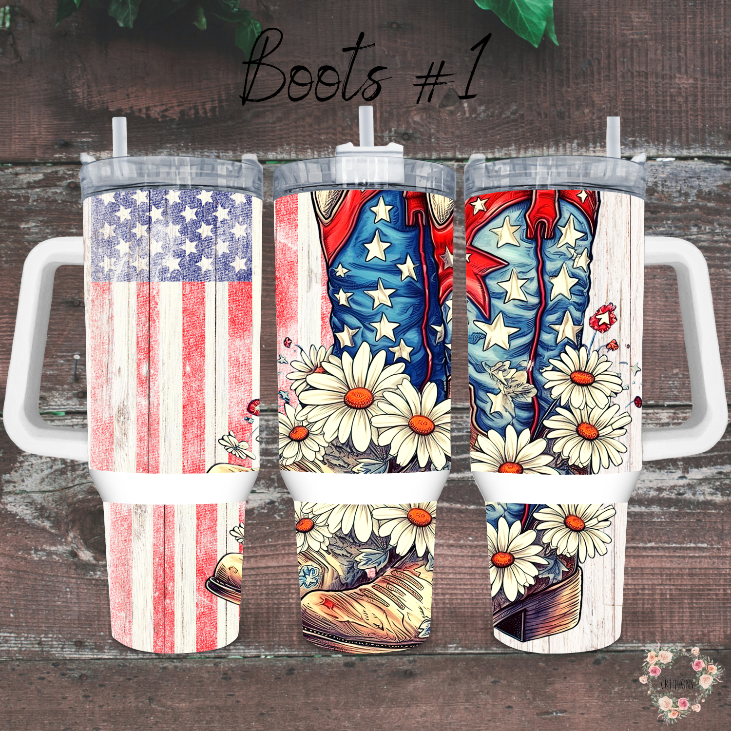 Patriotic Cowboy Boot Tumbler – American Flag Western Design (Cowboy Boots #1)