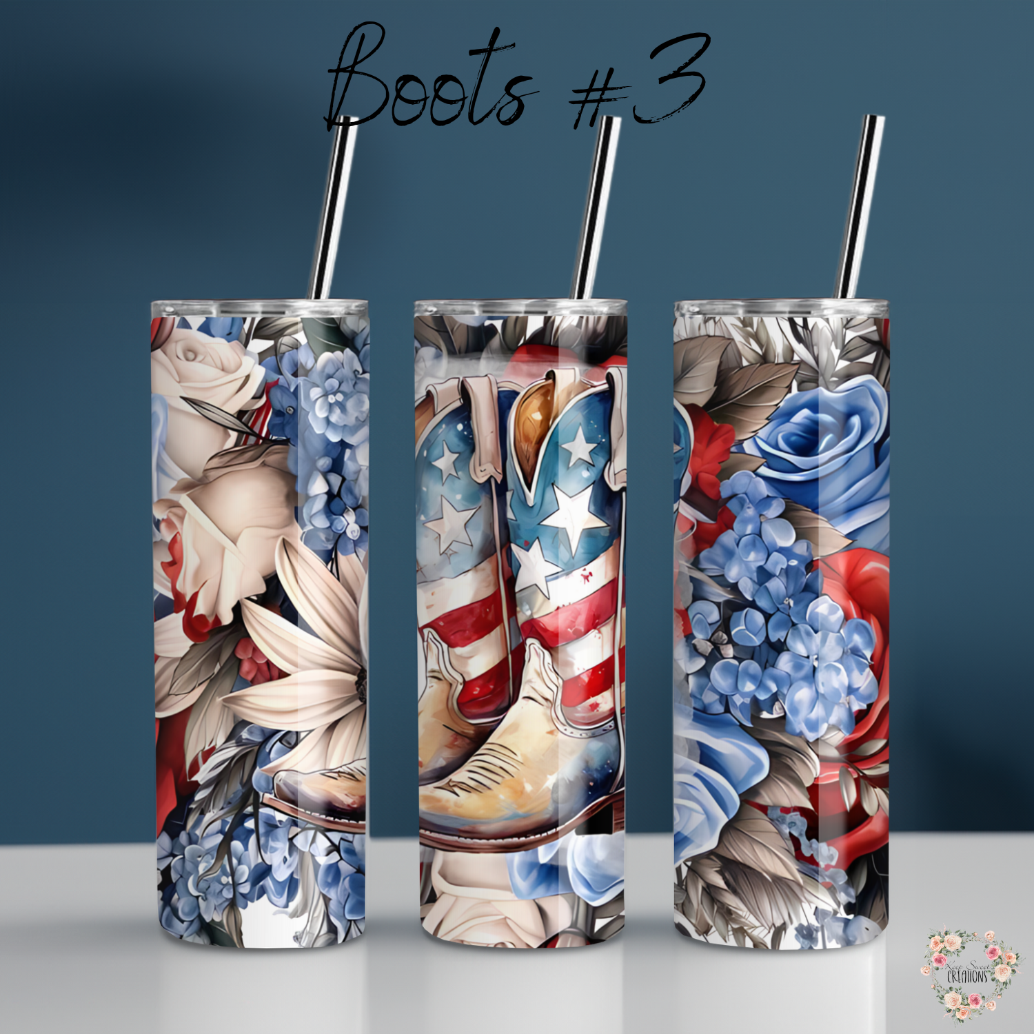 Patriotic Cowboy Boot Tumbler – American Flag Western Design (Cowboy Boots #3)