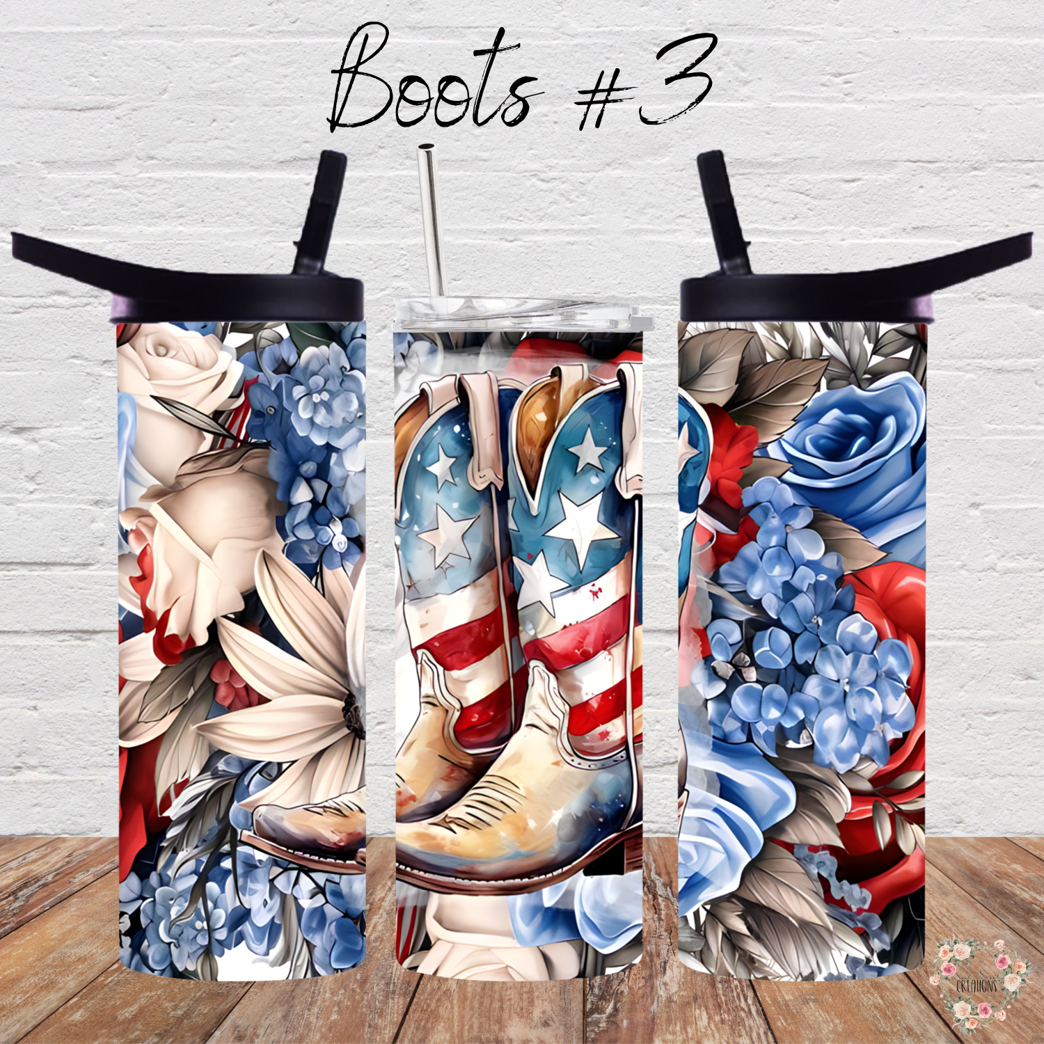 Patriotic Cowboy Boot Tumbler – American Flag Western Design (Cowboy Boots #3)