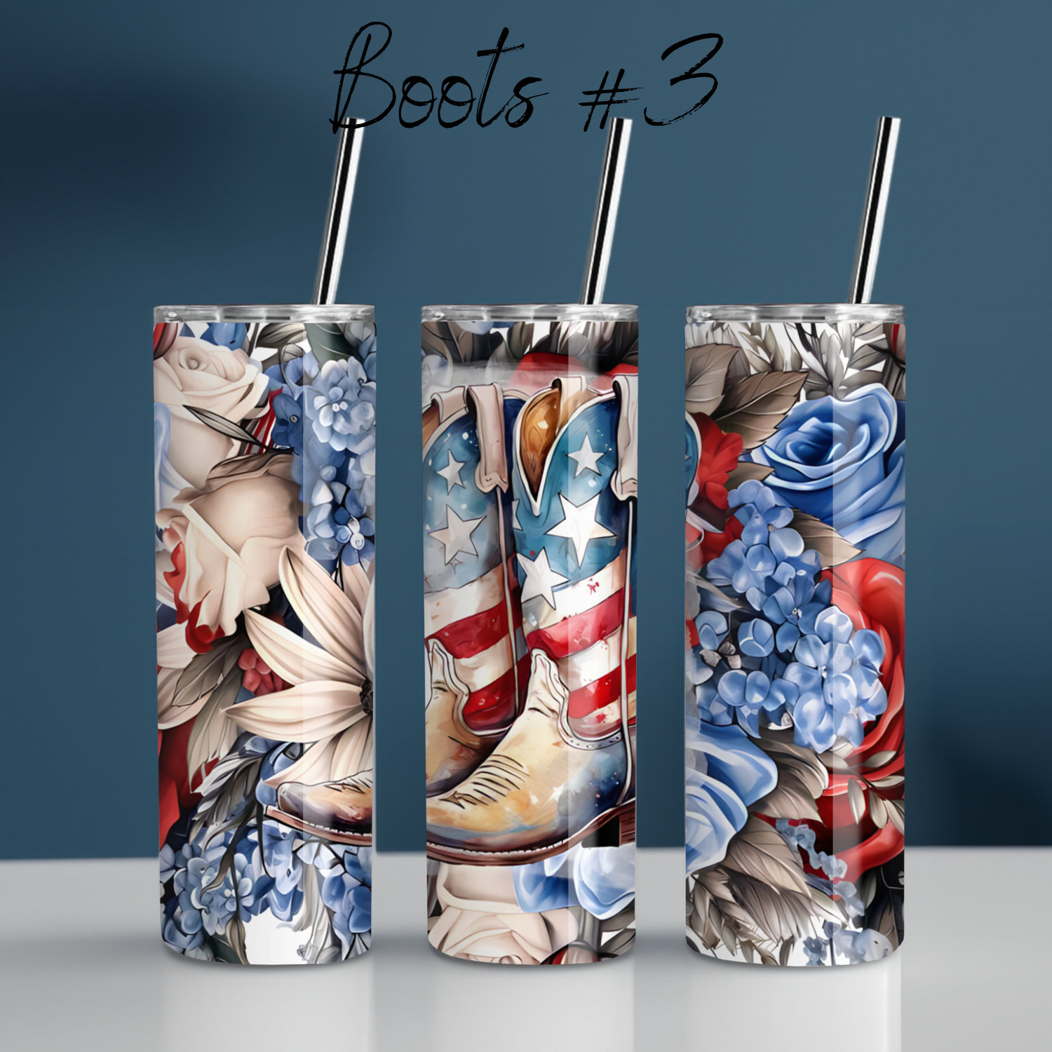Patriotic Cowboy Boot Tumbler – American Flag Western Design (Cowboy Boots #3)
