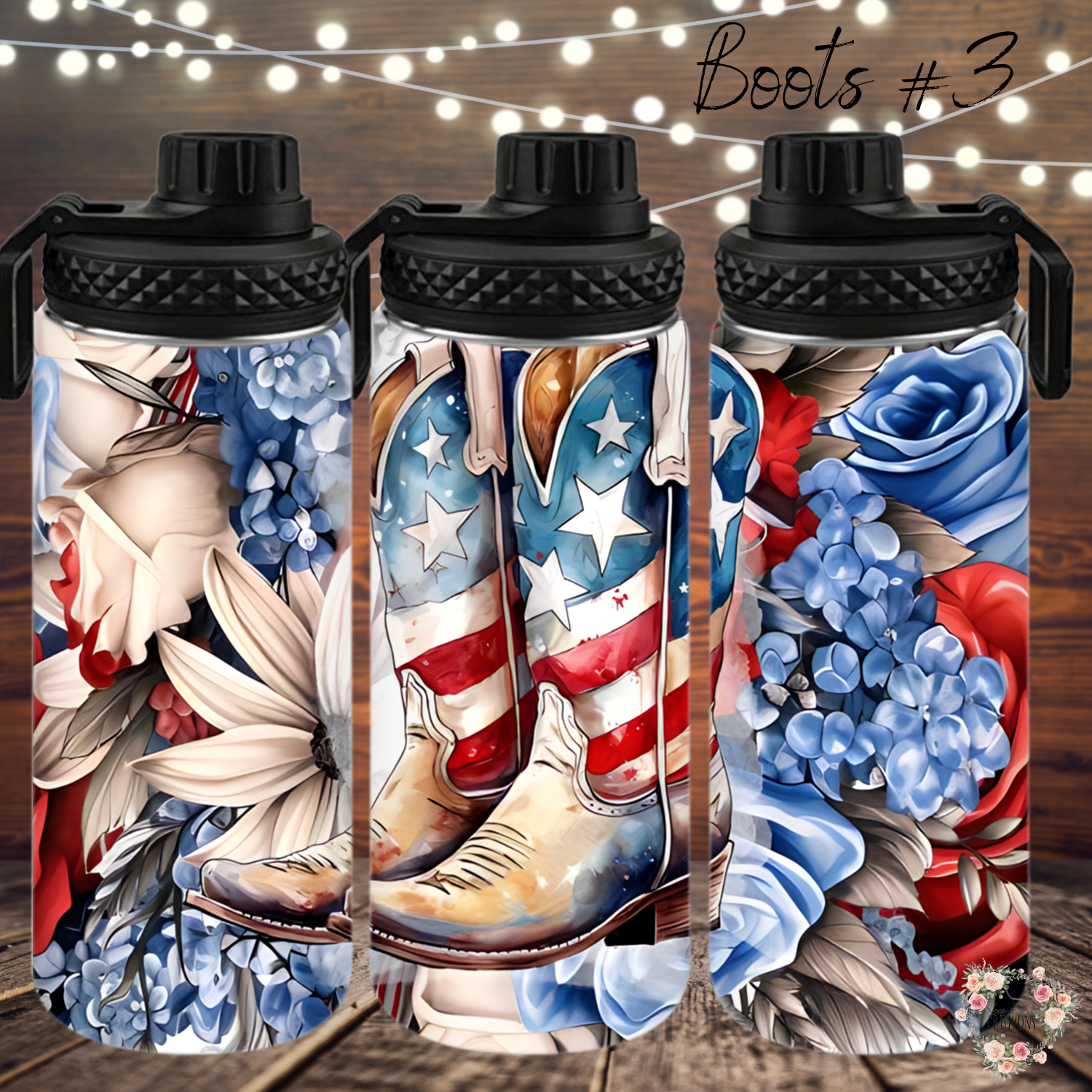 Patriotic Cowboy Boot Tumbler – American Flag Western Design (Cowboy Boots #3)