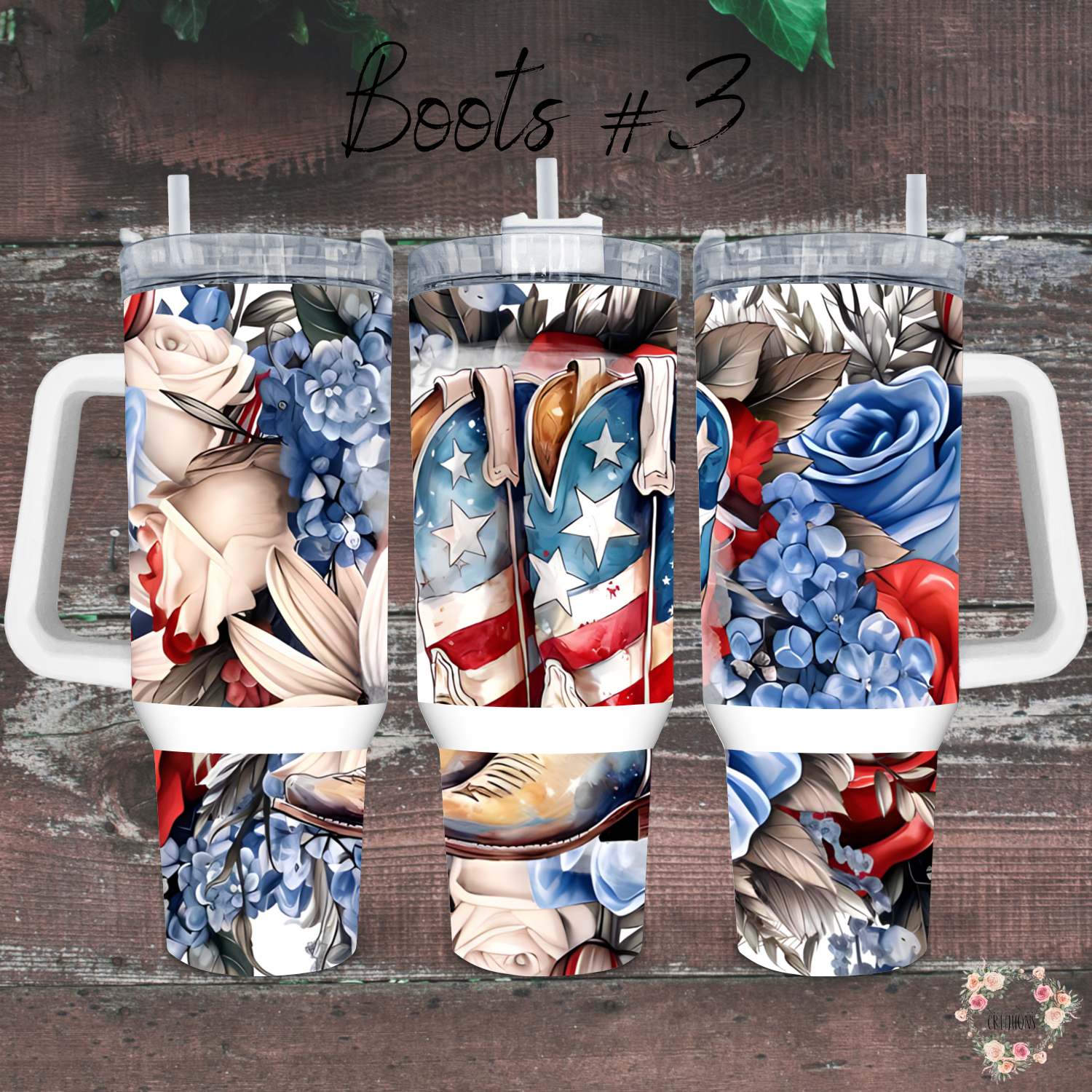 Patriotic Cowboy Boot Tumbler – American Flag Western Design (Cowboy Boots #3)