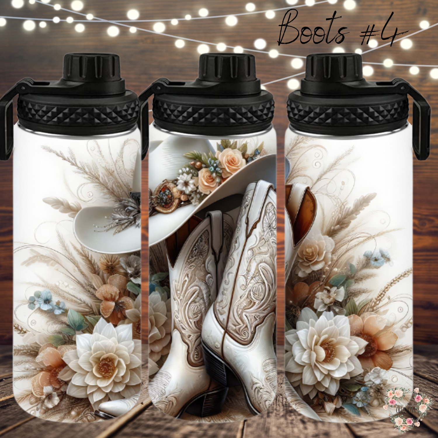 Patriotic Cowboy Boot Tumbler – Floral Hat & Western Design (Cowboy Boots #4)