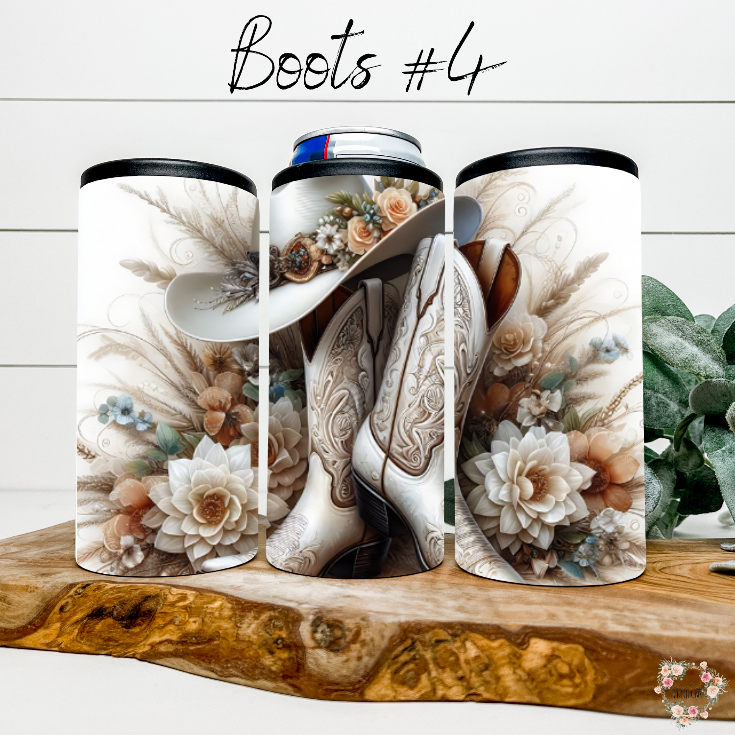 Patriotic Cowboy Boot Tumbler – Floral Hat & Western Design (Cowboy Boots #4)