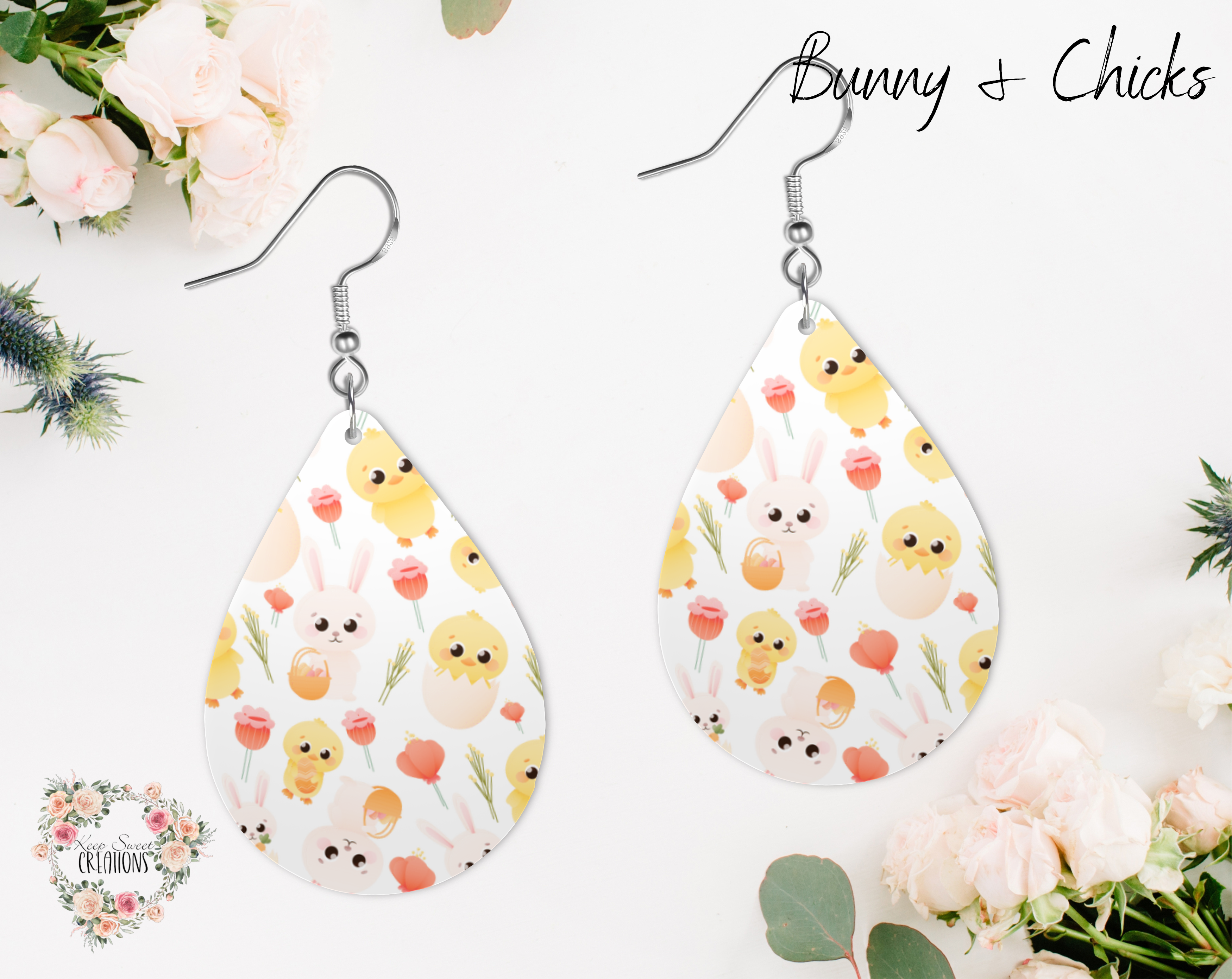 Easter Teardrop Earrings – Bunny, Cross & Floral Designs | Spring Teardrop Jewelry Collection