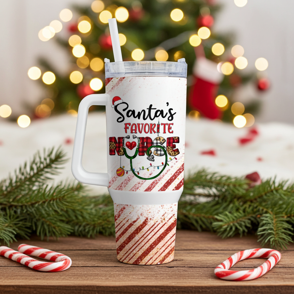 Santa’s Favorite Nurse Tumbler | Christmas Nurse Cup