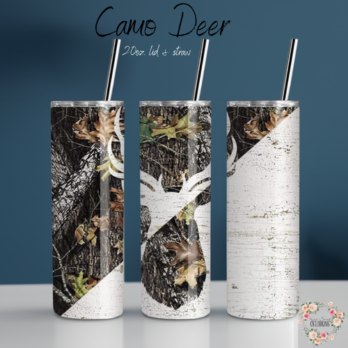Camo Deer Tumbler – Rustic Hunting & Outdoor Design