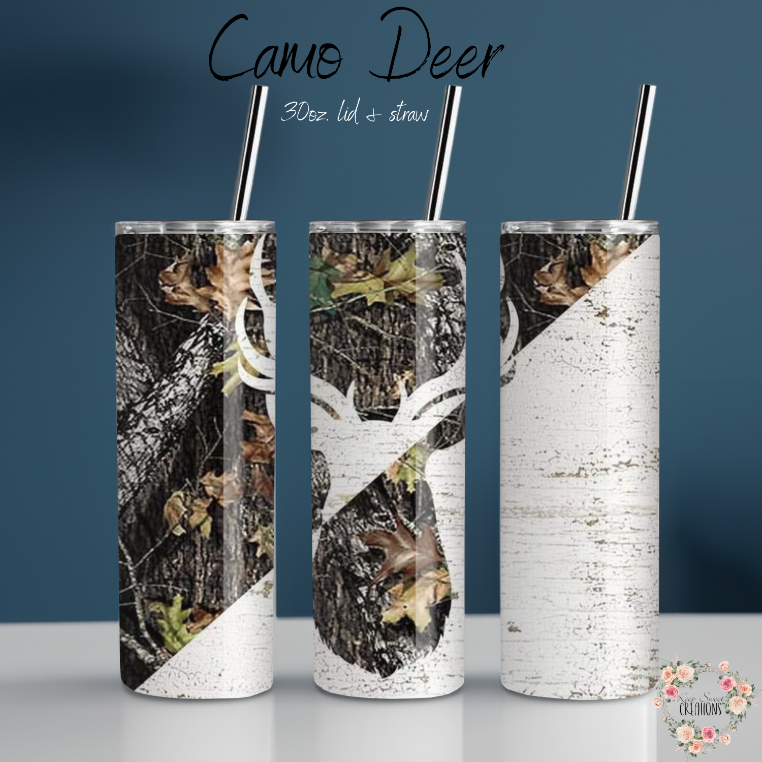 Camo Deer Tumbler – Rustic Hunting & Outdoor Design