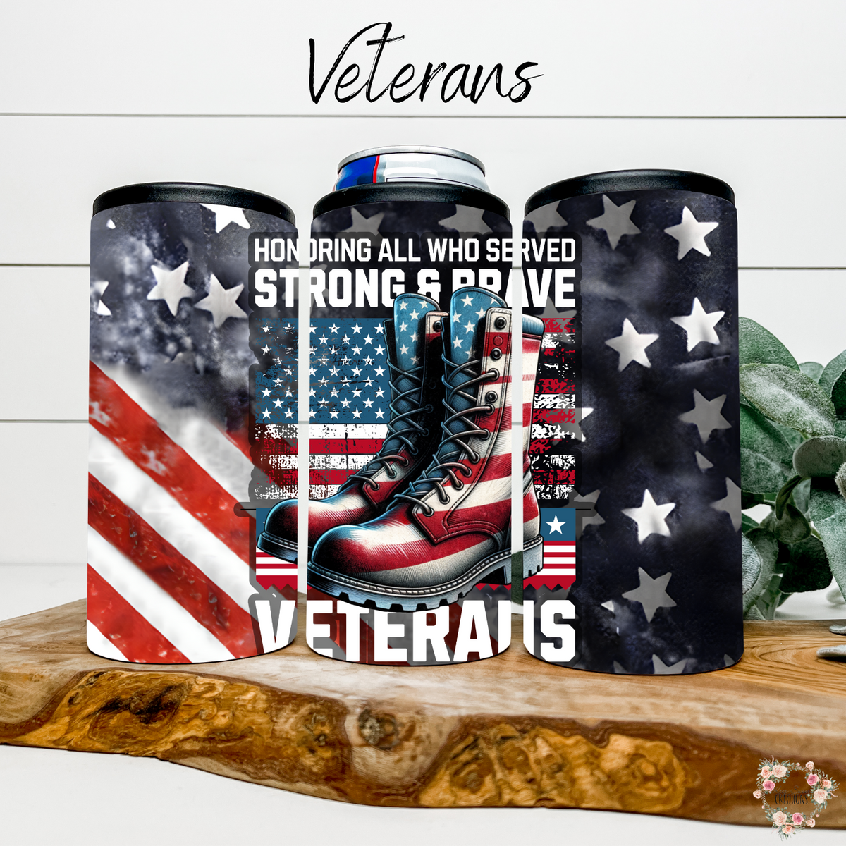 Veteran Tribute Tumbler – American Flag & Military Theme (Cowboy Boots #8)