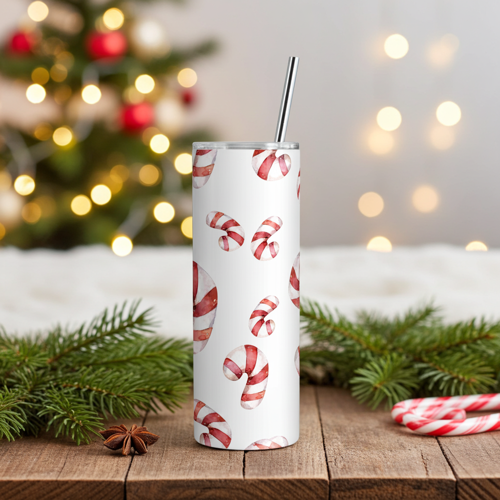 Candy Cane Christmas Tumbler & Mug | Holiday Peppermint Cup