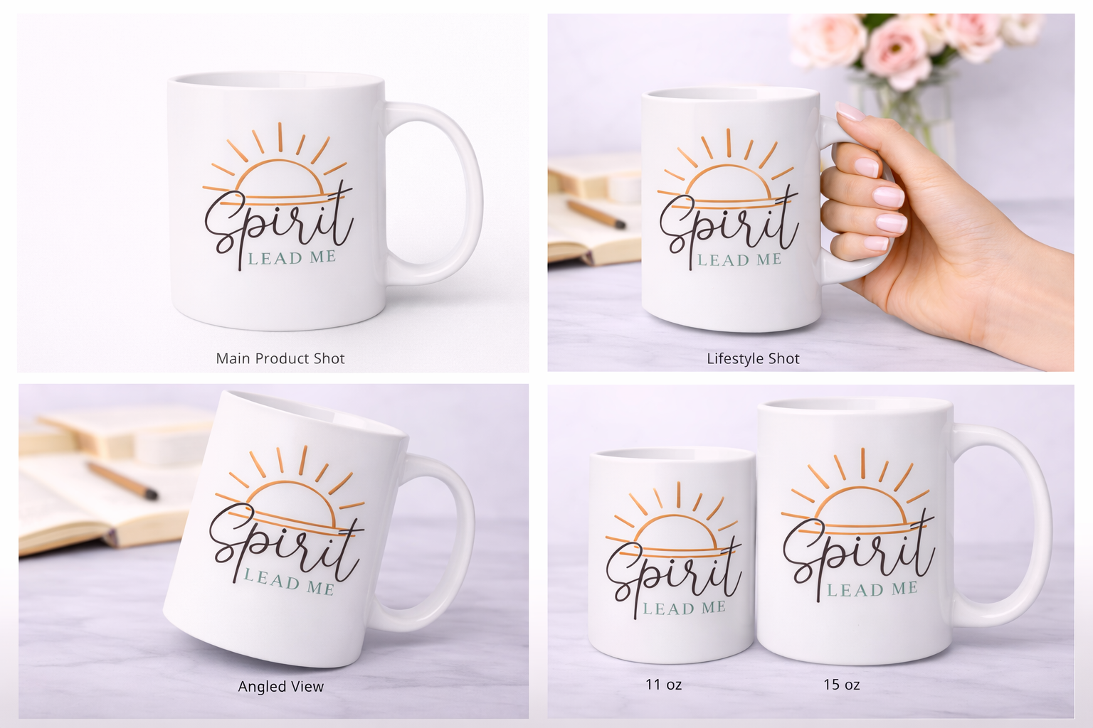 Spirit Lead Me Mug | Christian Coffee Cup | Faith-Based Inspirational Mug (11–15 oz)