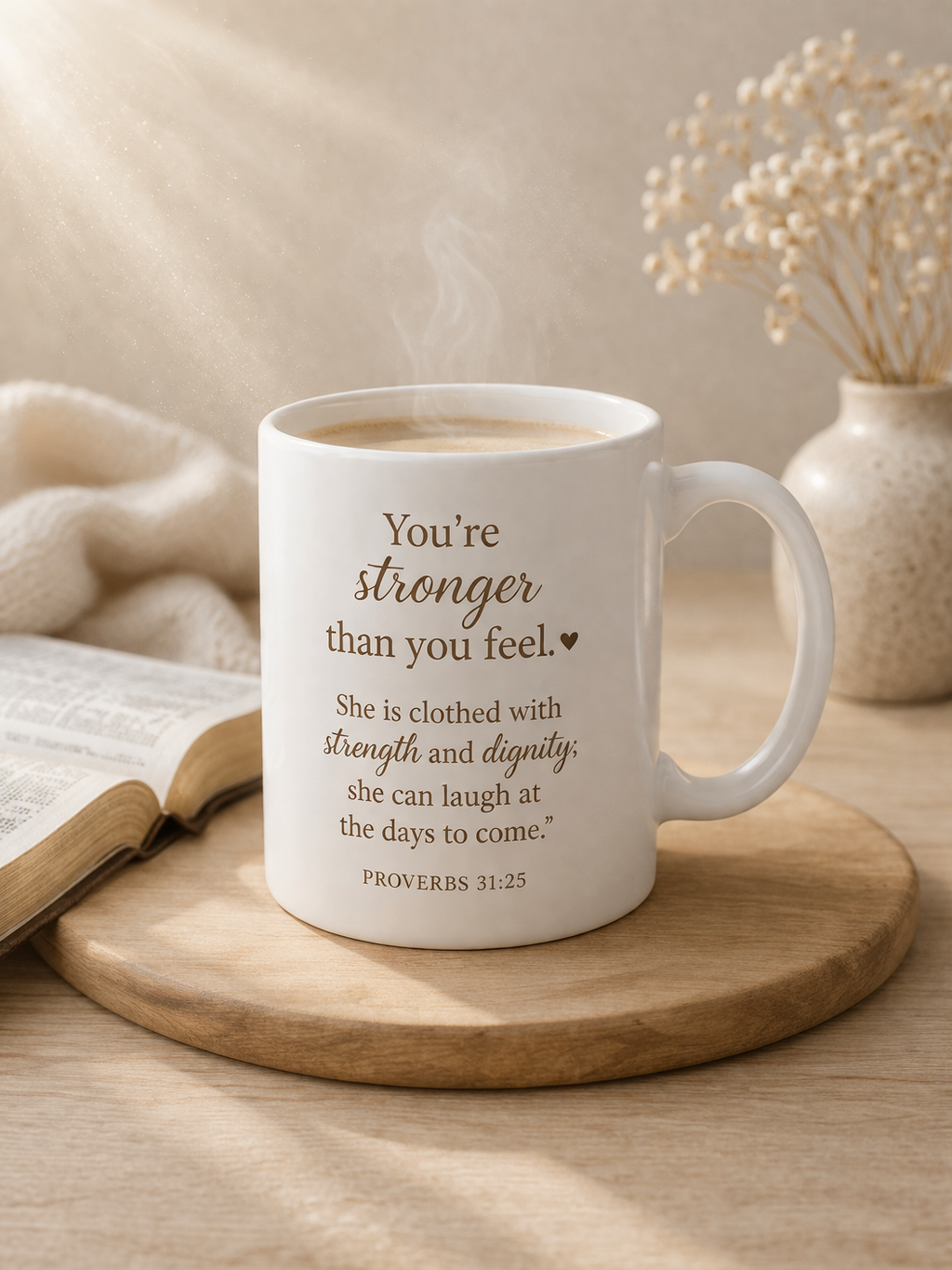 You’re Stronger Than You Feel Mug | Proverbs 31:25 Christian Coffee Cup | Faith Inspirational Gift (11–15 oz)