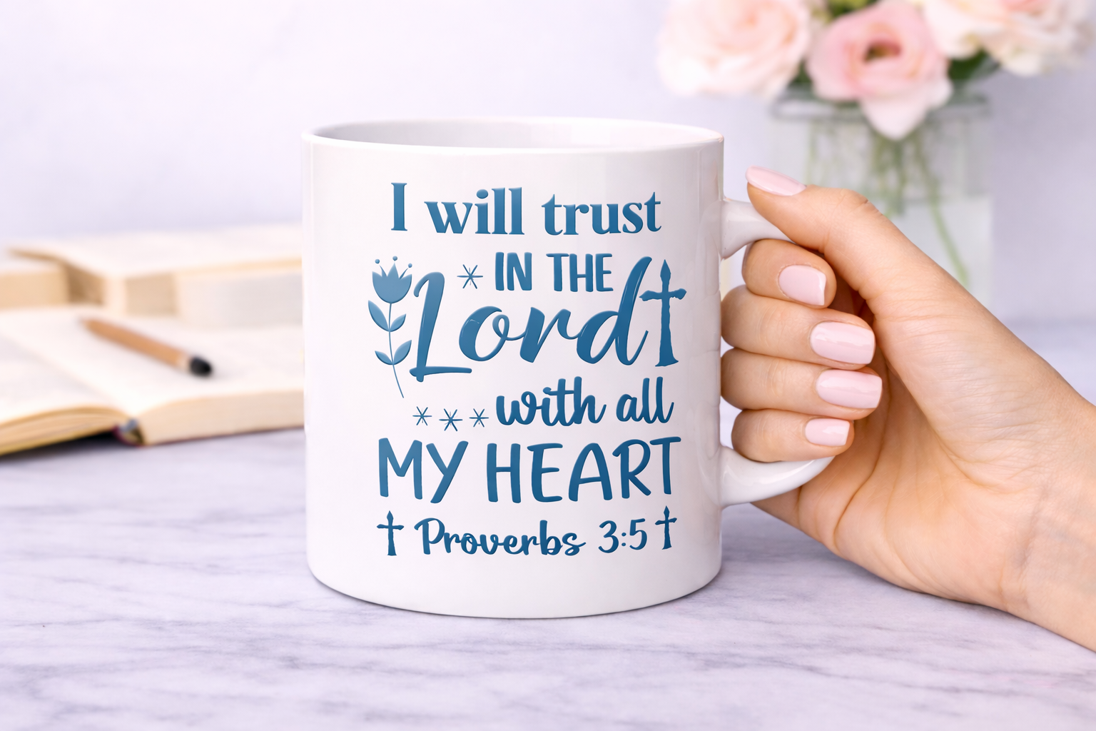 Trust in the Lord Mug | Proverbs 3:5 Christian Coffee Cup