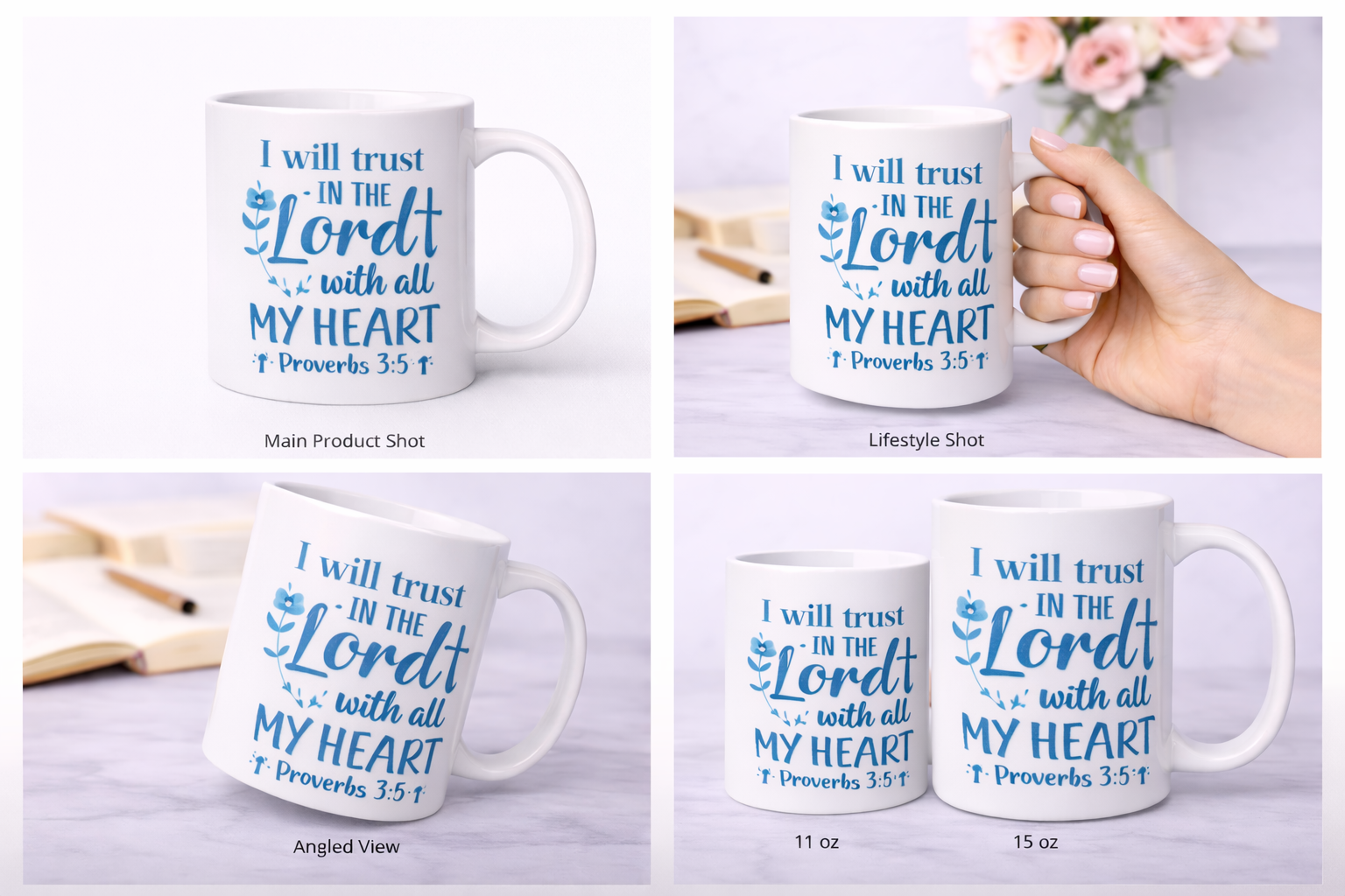 Trust in the Lord Mug | Proverbs 3:5 Christian Coffee Cup