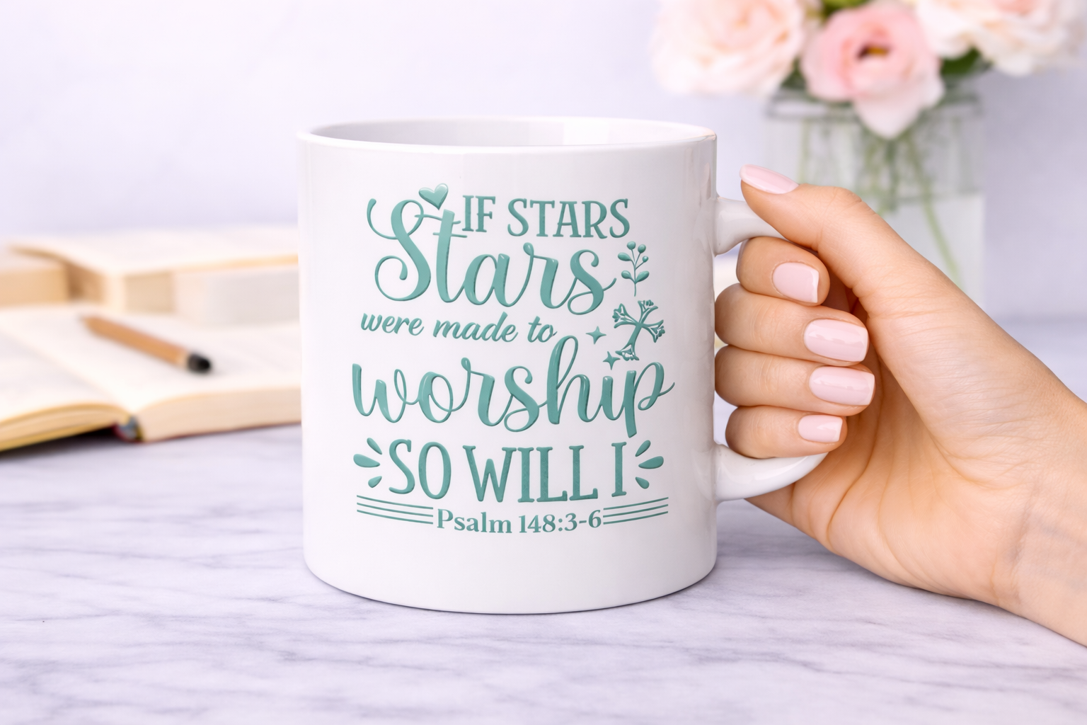 If the Stars Were Made to Worship So Will I Mug | Psalm 148:3–6 Christian Coffee Cup (11–15 oz)