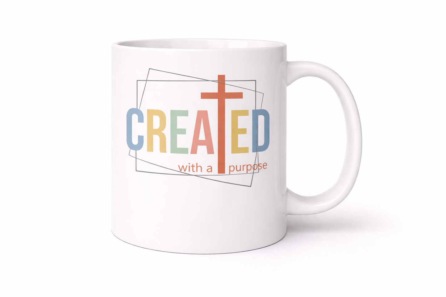 Created With a Purpose Mug | Christian Coffee Cup with Cross Design (11–15 oz)