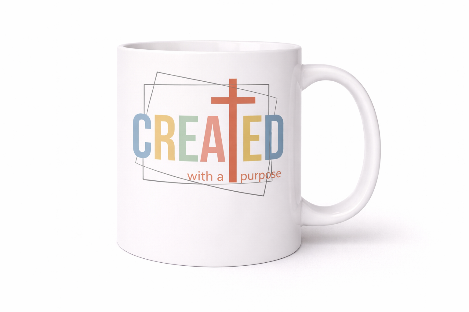 Created With a Purpose Mug | Christian Coffee Cup with Cross Design (11–15 oz)