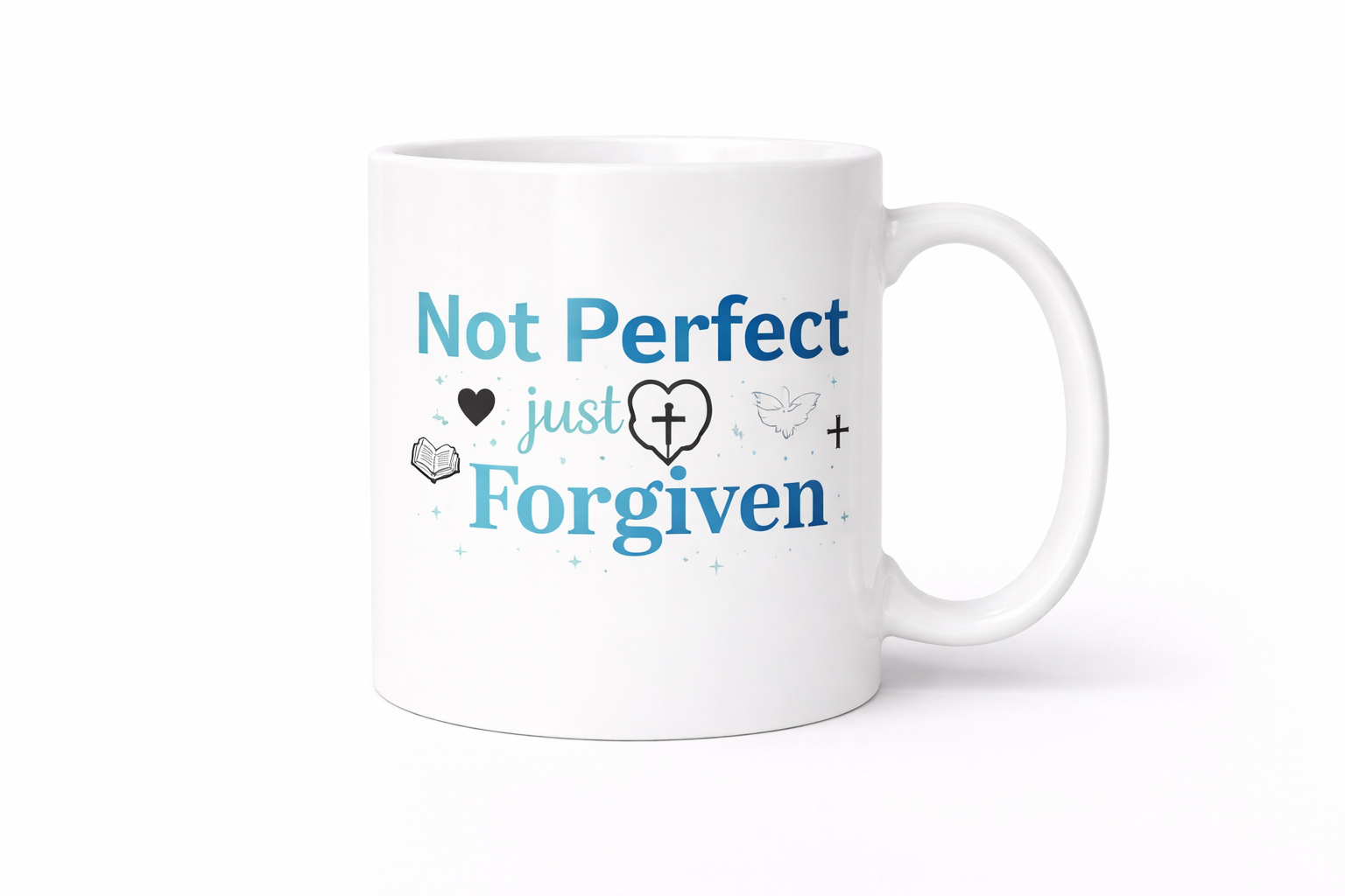 Not Perfect Just Forgiven Mug | Christian Coffee Cup | Faith-Based Inspirational Gift (11oz–15oz)