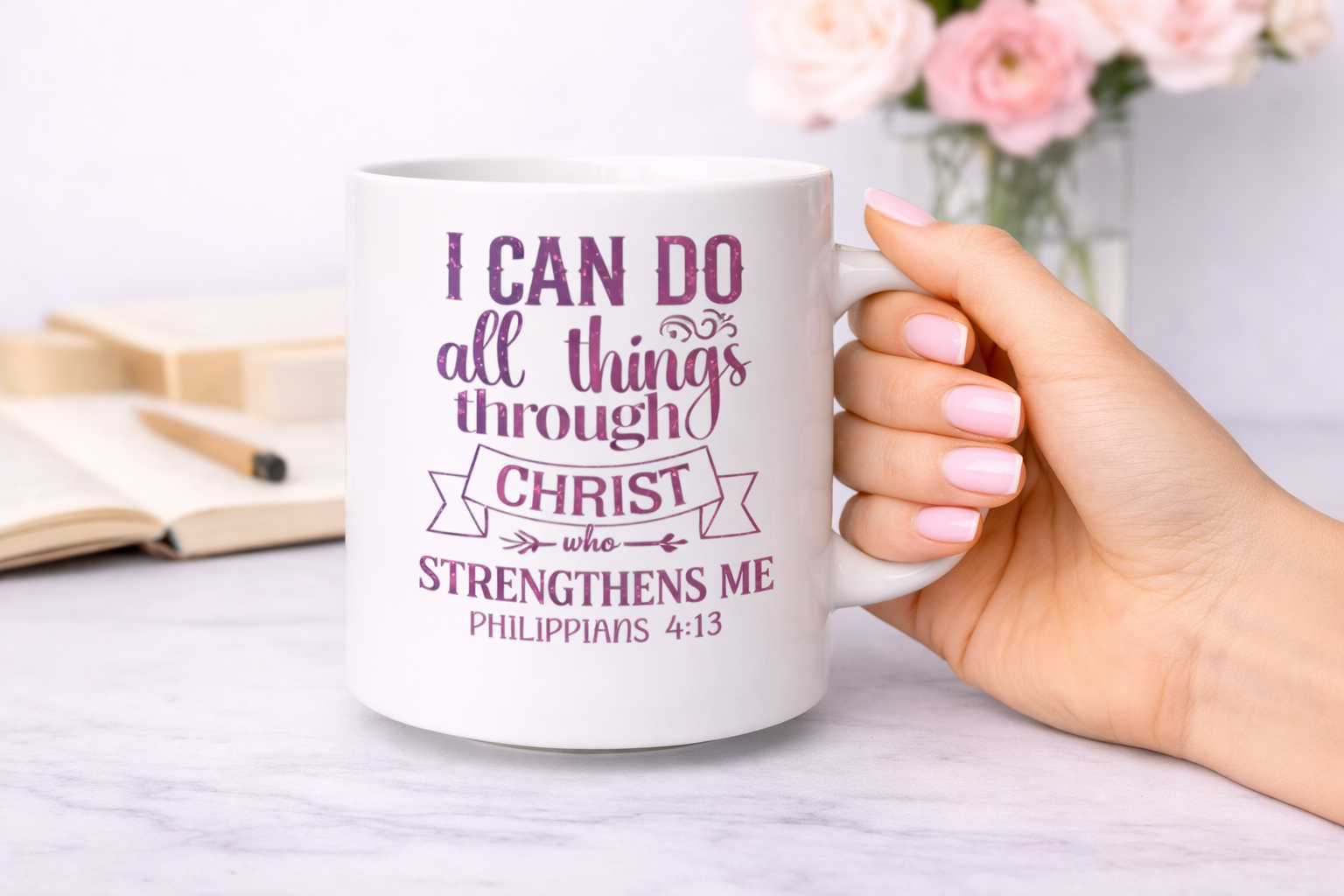 I Can Do All Things Through Christ Mug | Philippians 4:13 Christian Coffee Cup | Faith Strength Gift (11oz–15oz)