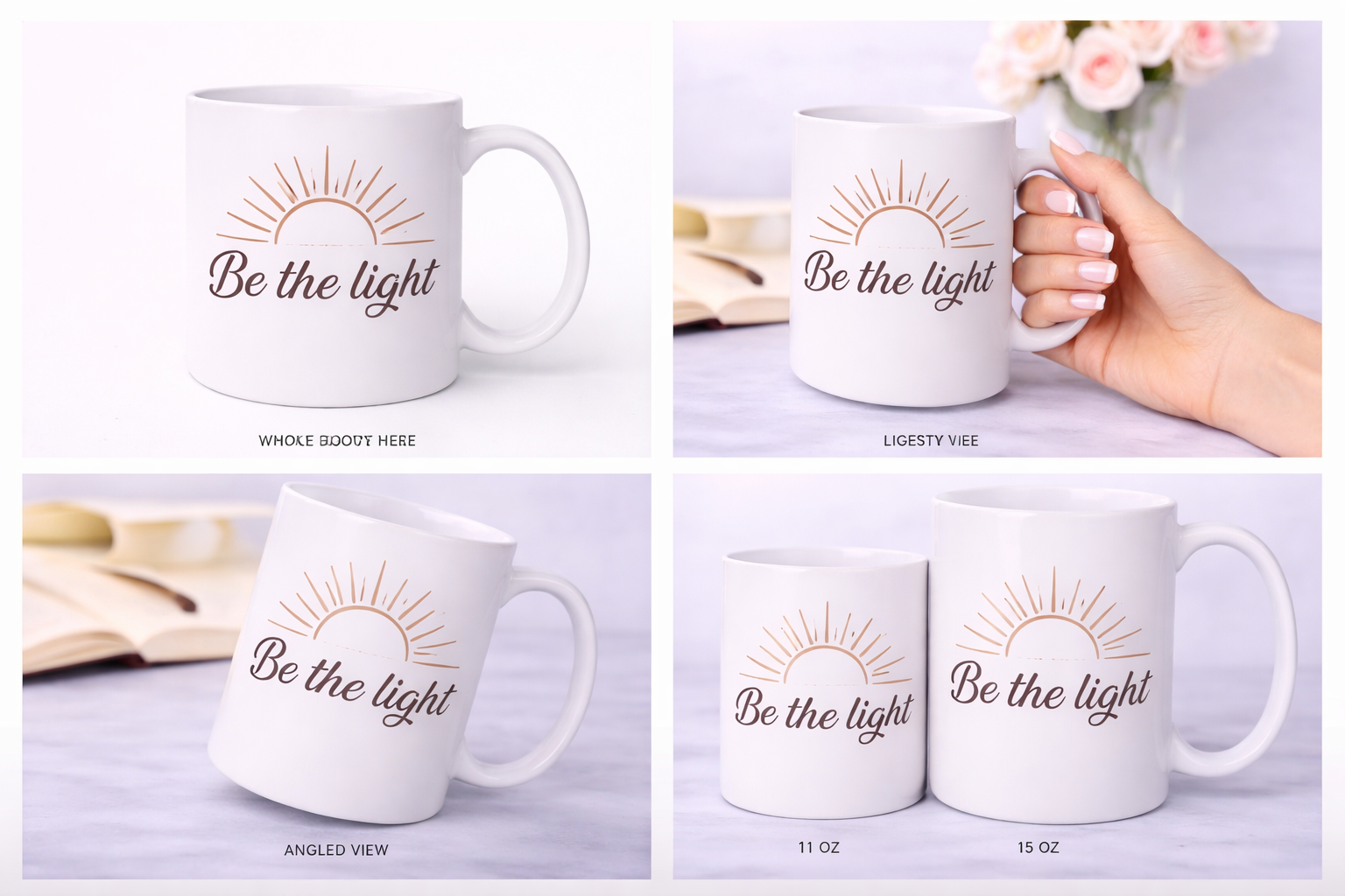 Be the Light Coffee Mug | Christian Inspirational Mug | Minimalist Faith Gift | 11 oz & 15 oz