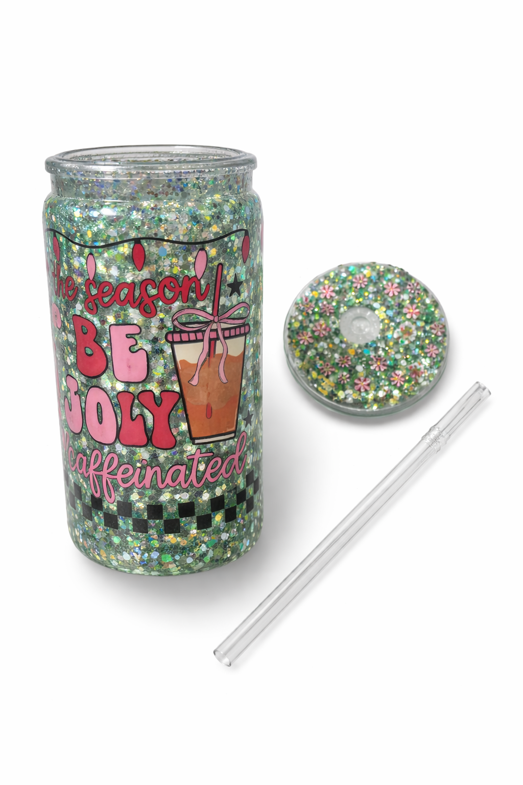 Season Jolly Christmas Snowglobe Tumbler | Festive Holiday Glitter Cup
