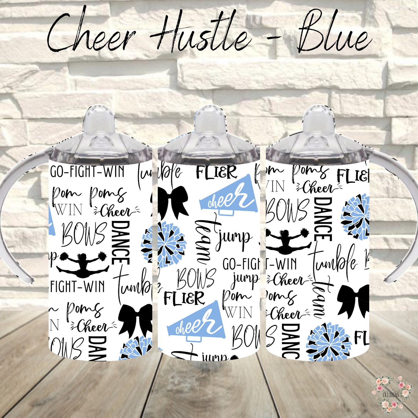 Cheer Hustle Tumbler – Black & Blue | Cheerleader, Dance, & Coach Gift | Insulated Travel Mug & Water Bottle