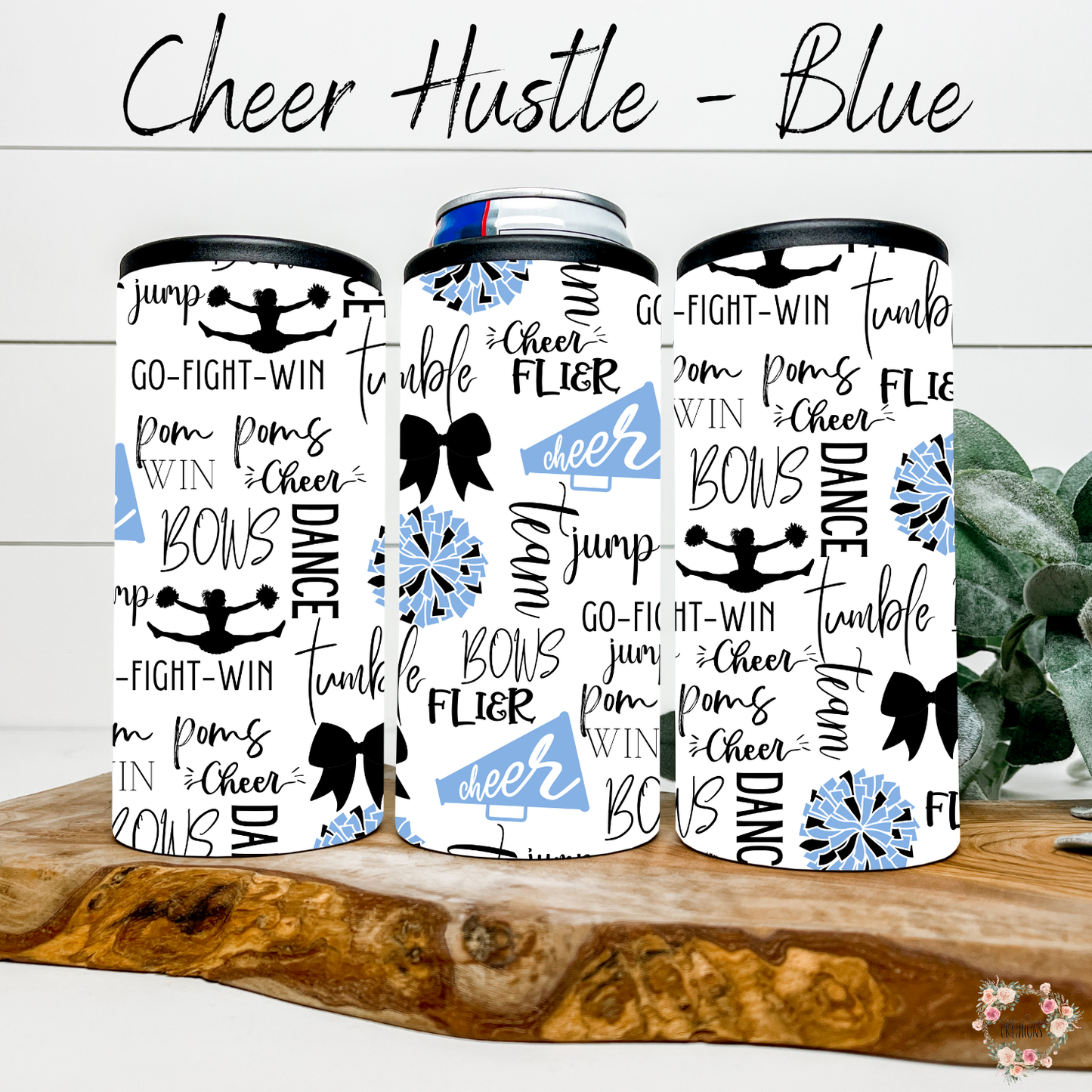Cheer Hustle Tumbler – Black & Blue | Cheerleader, Dance, & Coach Gift | Insulated Travel Mug & Water Bottle