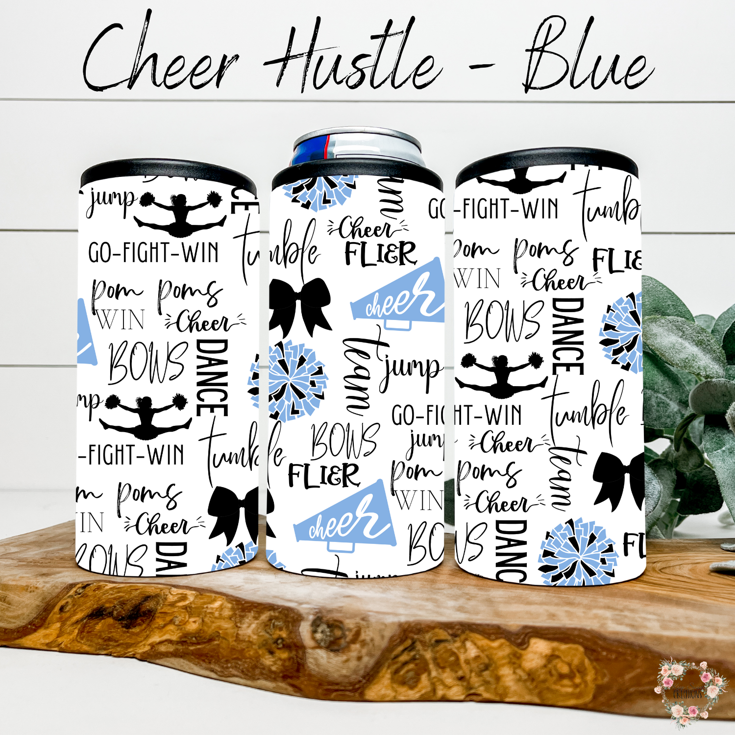 Cheer Hustle Tumbler – Black & Blue | Cheerleader, Dance, & Coach Gift | Insulated Travel Mug & Water Bottle