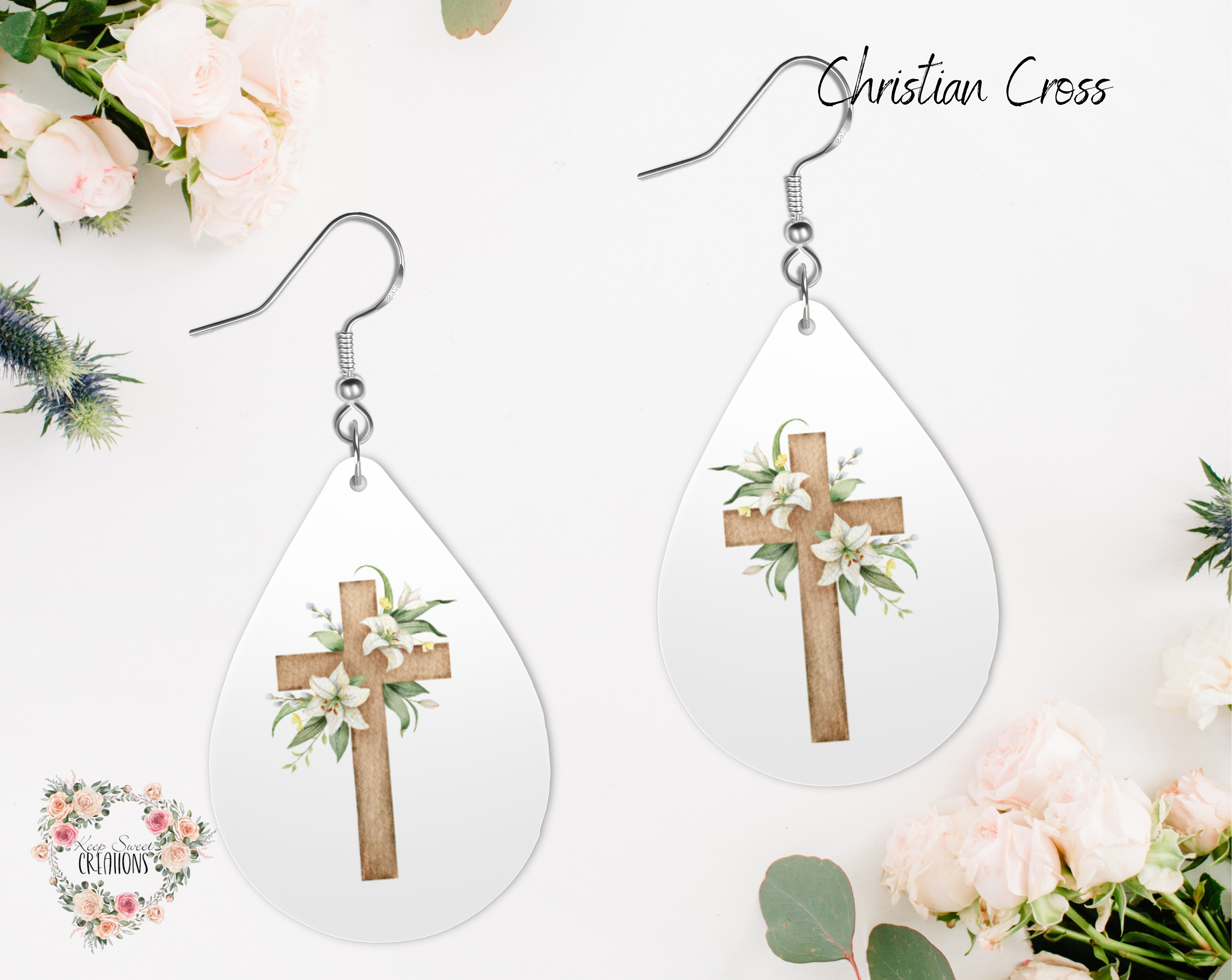 Easter Teardrop Earrings – Bunny, Cross & Floral Designs | Spring Teardrop Jewelry Collection