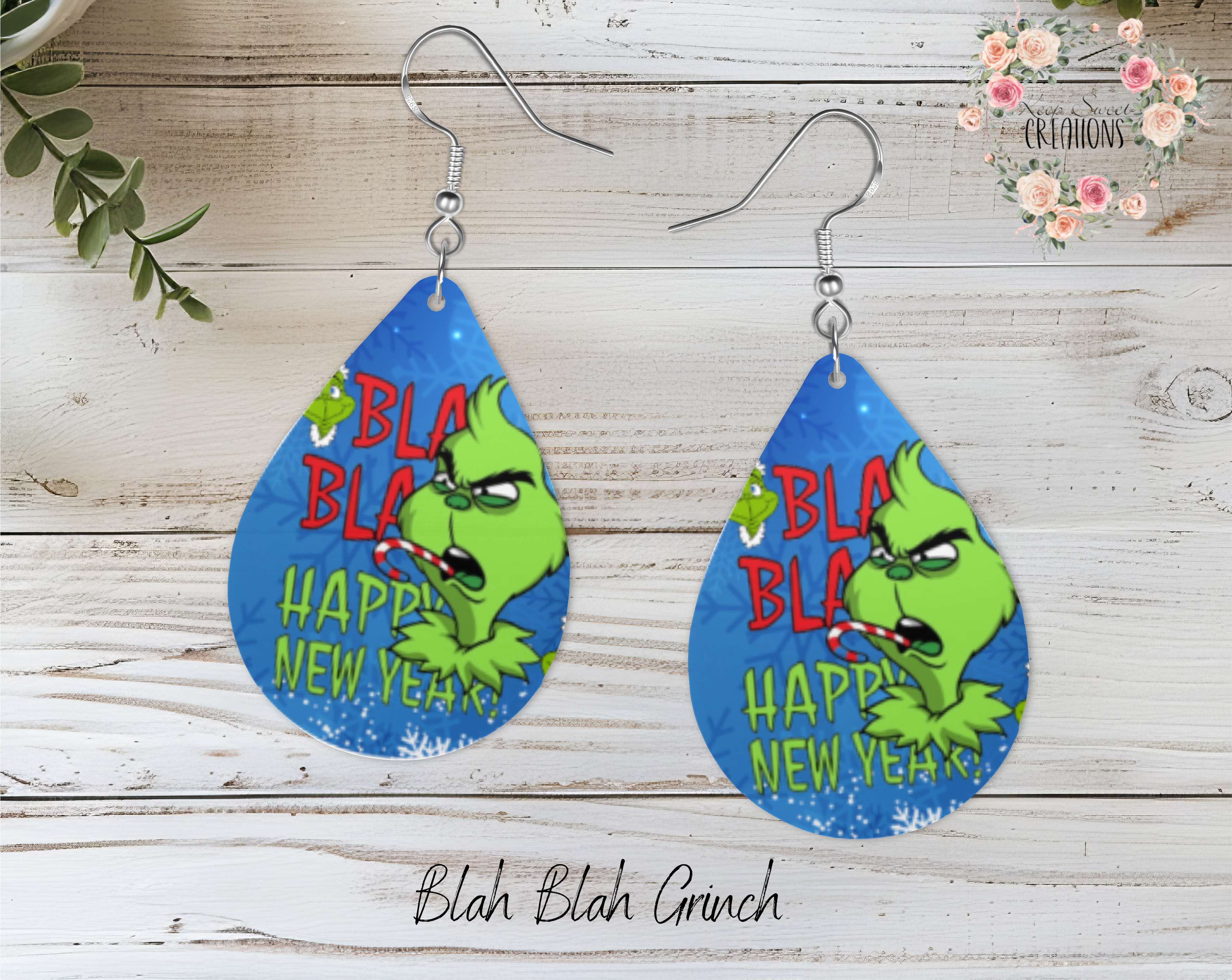 Christmas Teardrop Earrings – Festive Holiday Earrings | Funny Green Character Earrings for Christmas Lovers