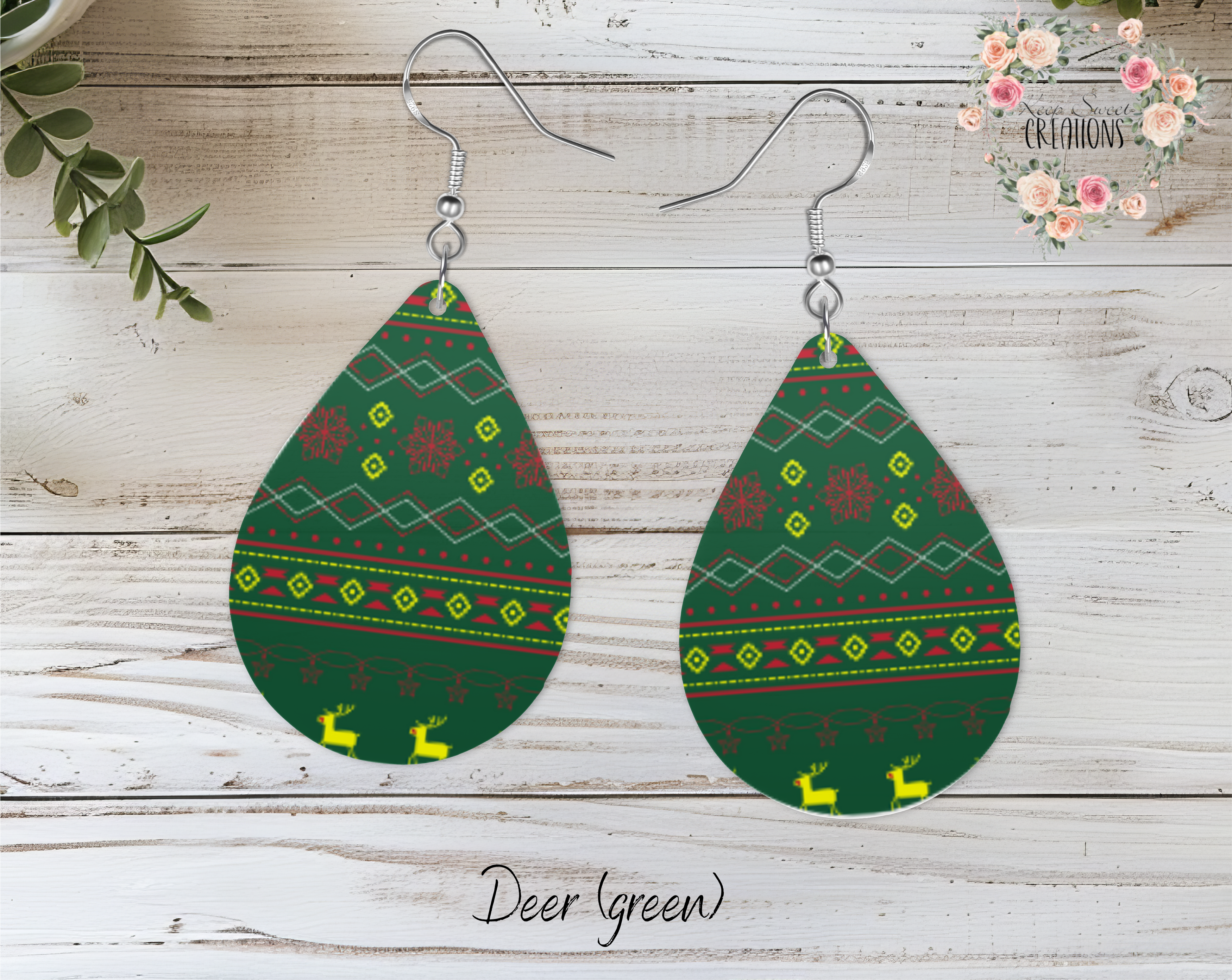 Christmas Reindeer Teardrop Earrings – Festive Holiday Jewelry
